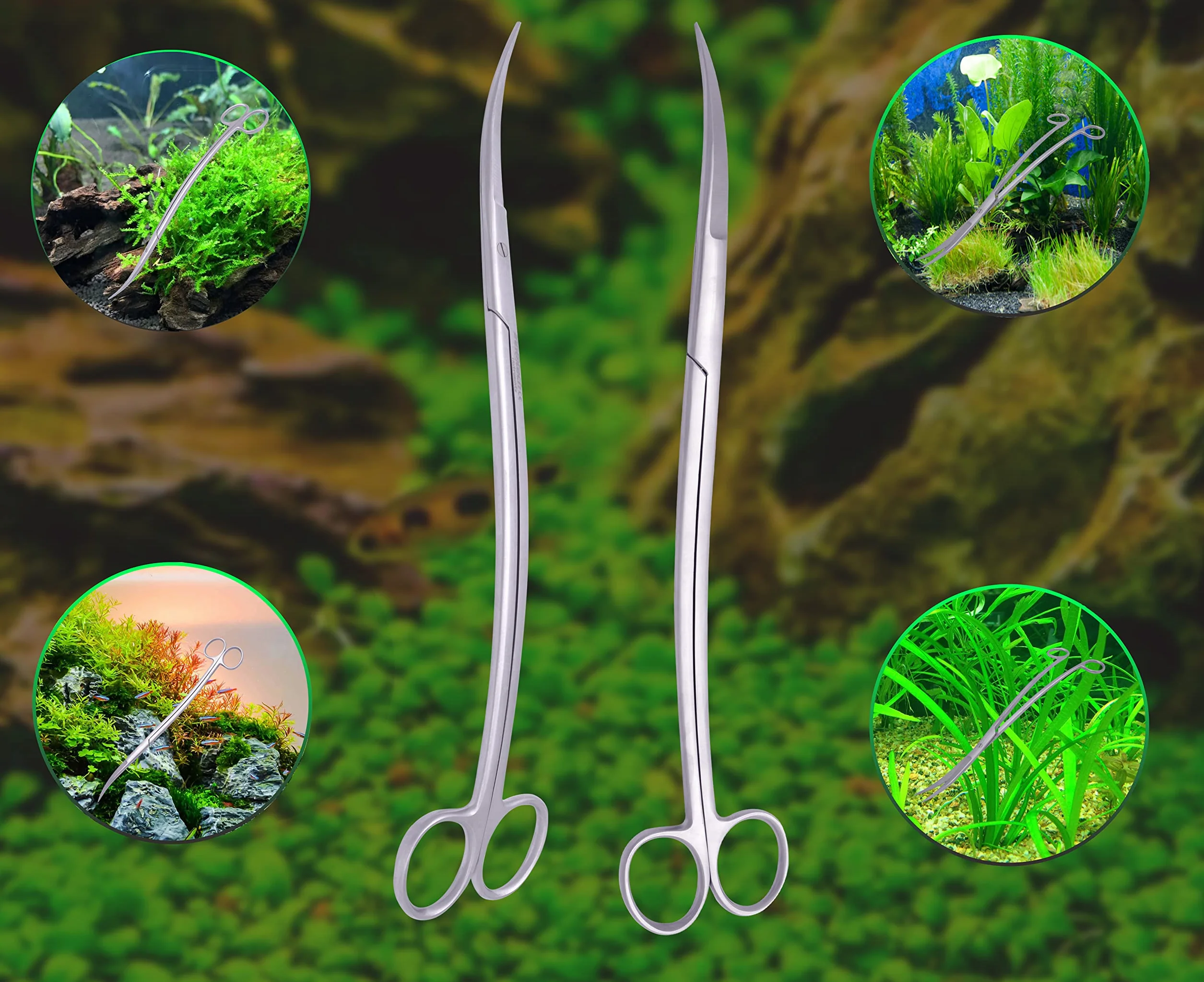 Innotech forbici per acquario ondulate nere 30 cm Argento