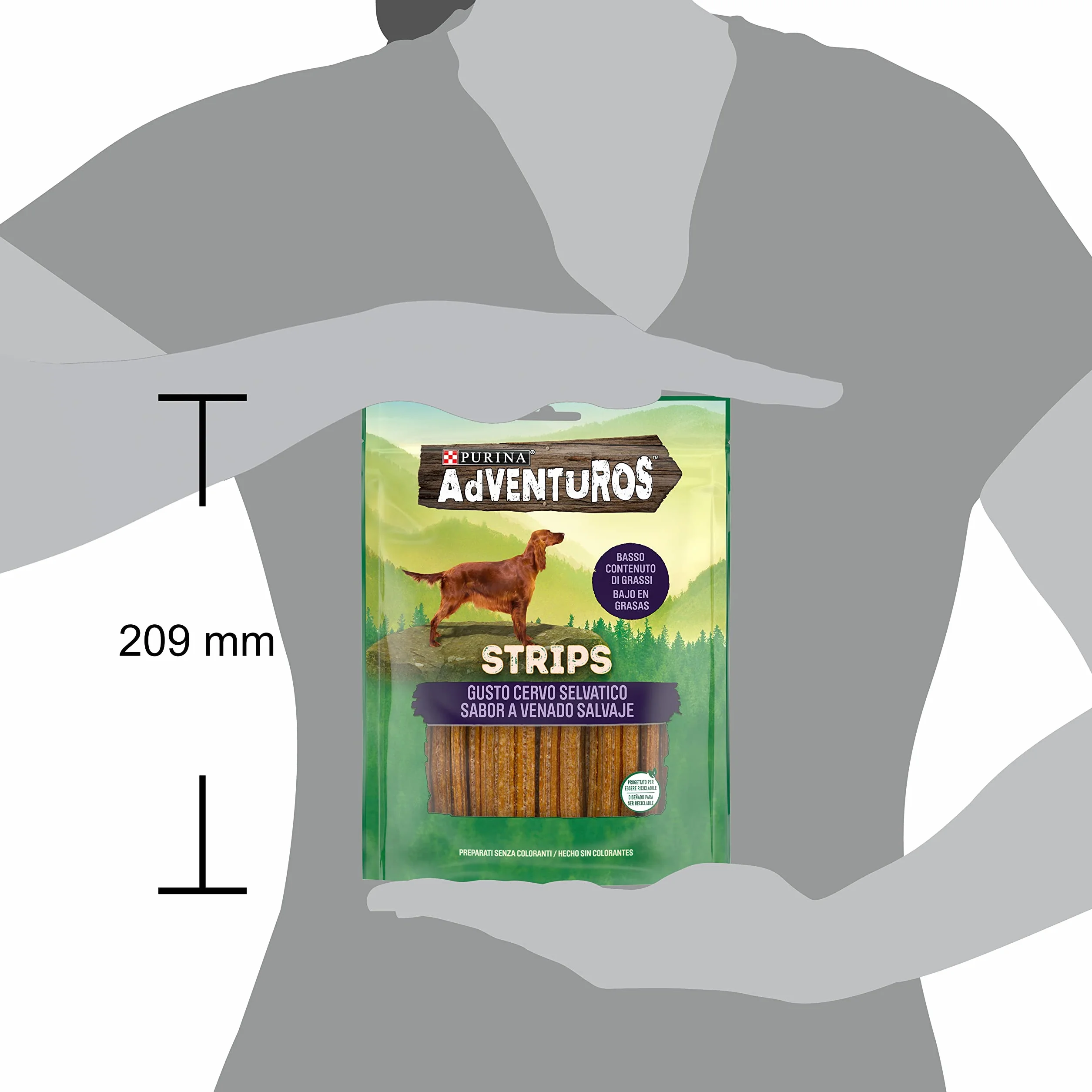 PURINA ADVENTUROS Snack per Cani Adulti Strips con Cervo 6 Confezioni da 90g