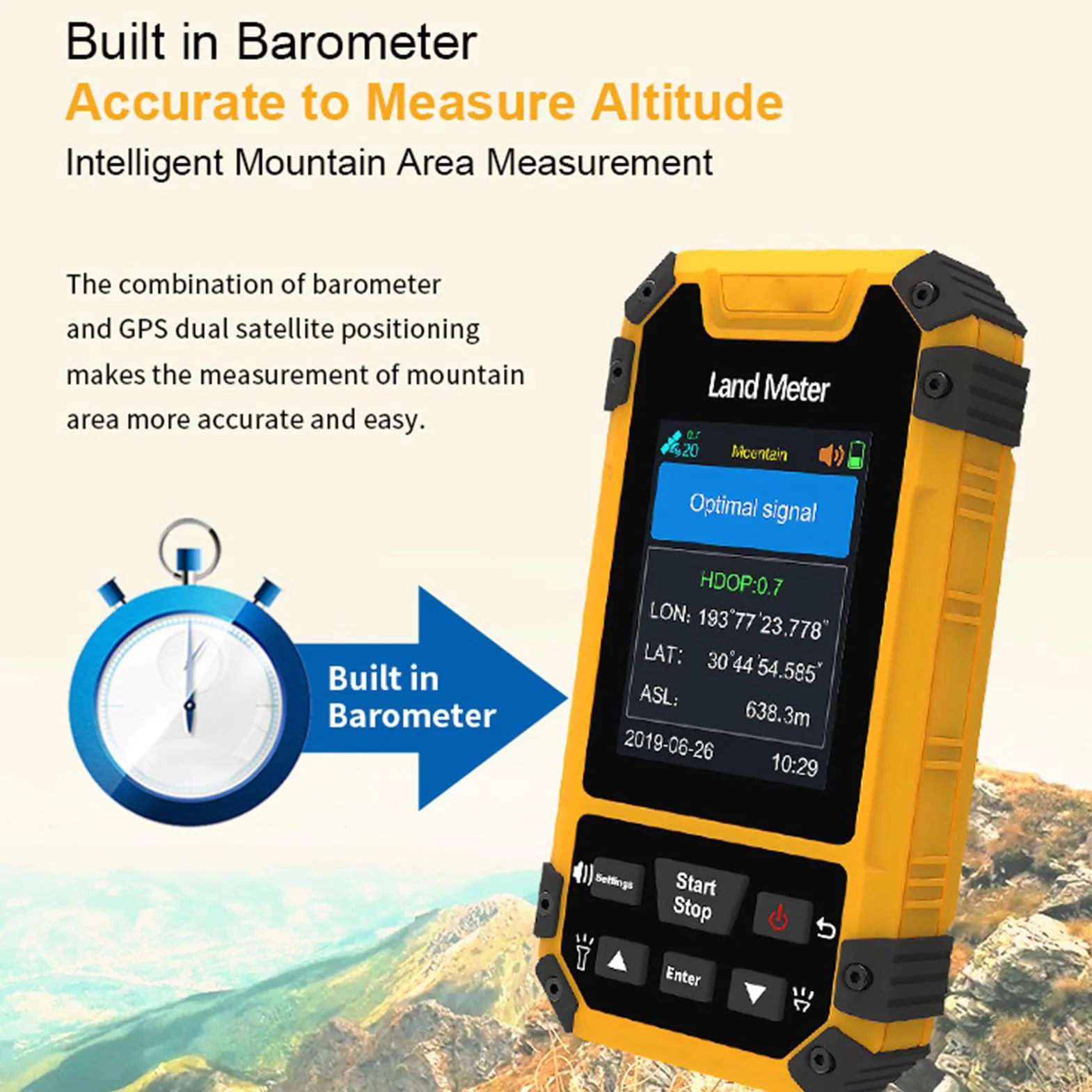 GPS portatile 2.4 pollici impermeabile, navigatore escursionismo rilevamento, con guida vocale e esportazione dati