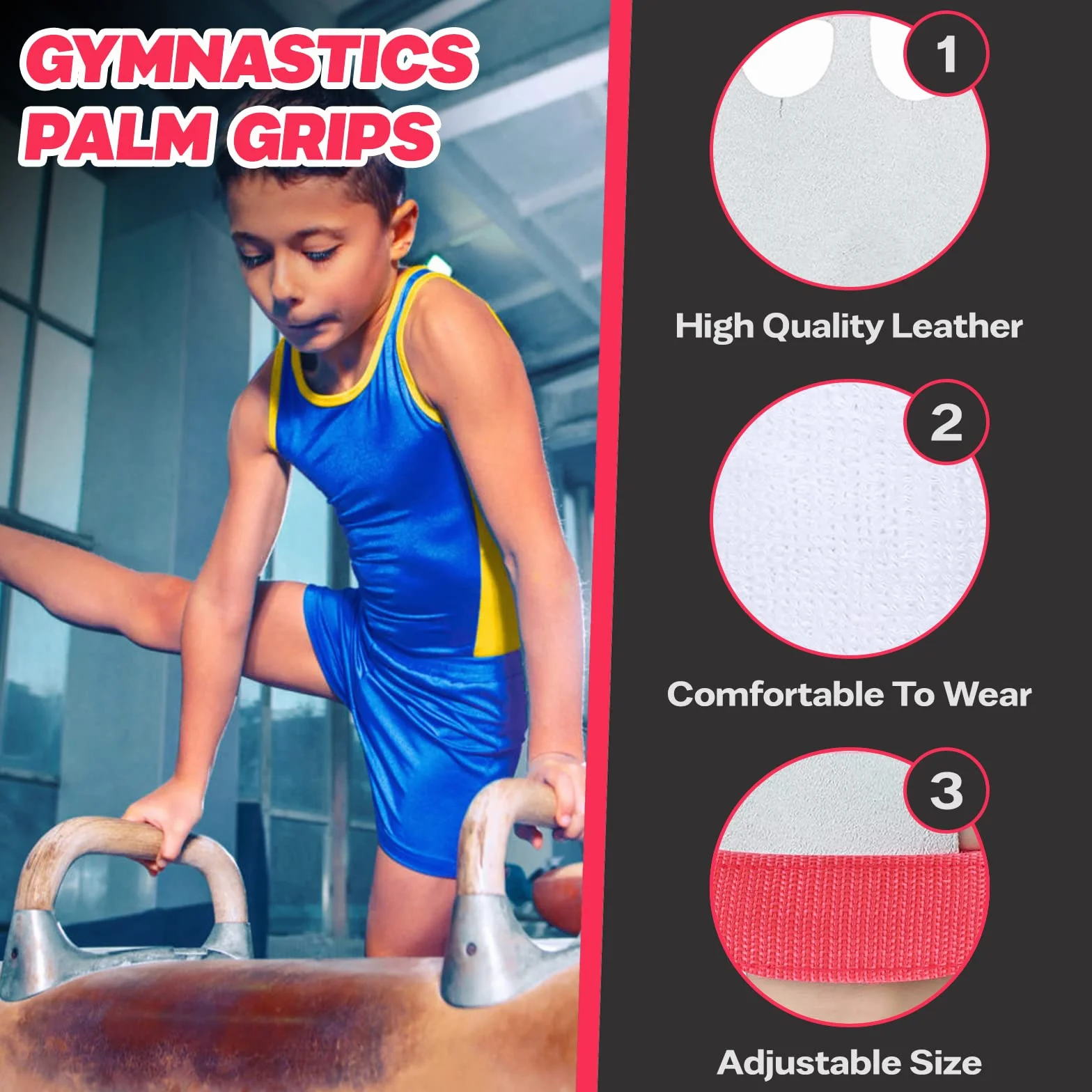 Impugnature per palmo in pelle per pull-up protezione bambini cinghie da polso supporto resistente