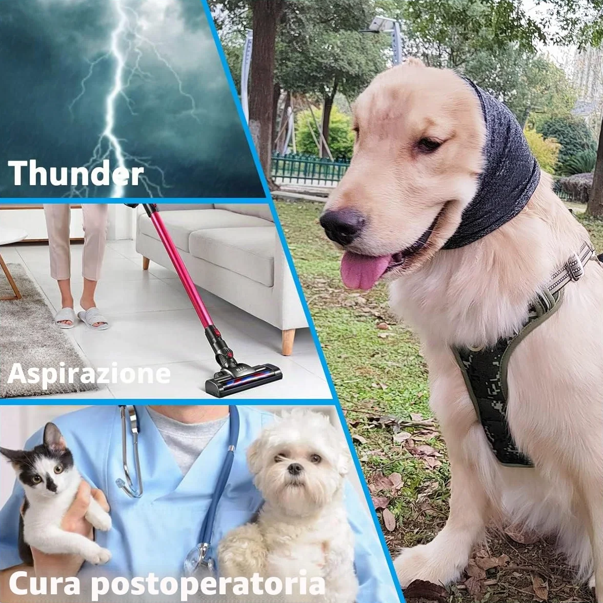 Pattepoint Snood per orecchie cane calma ansia rumore grigio L