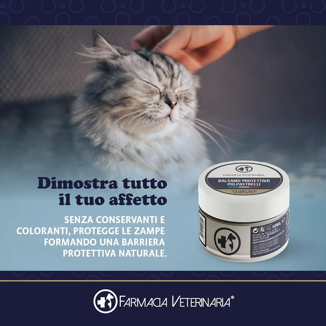 Farmacia Veterinaria Crema Polpastrelli Cane Protettiva Caldo Balsamo Zampe Naso Protezione Asfalto Neve Secchezza 50ml