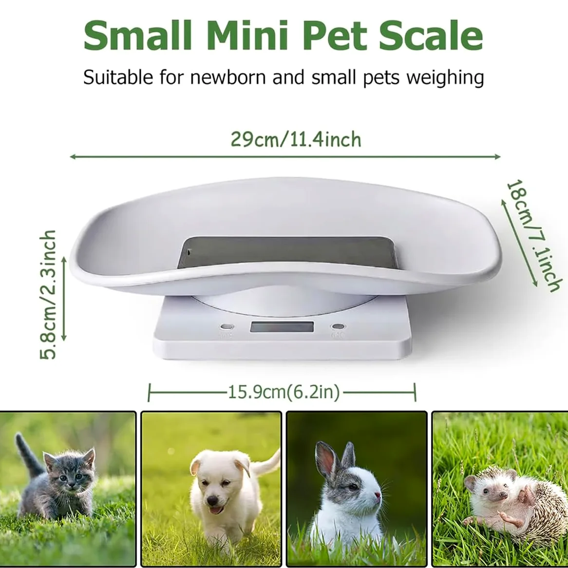 Bilancia digitale per piccoli animali con metro a nastro, bilancia elettronica multifunzione per cuccioli di cane gattino, coniglio ad alta precisione, bilancia elettronica multifunzione per cani di