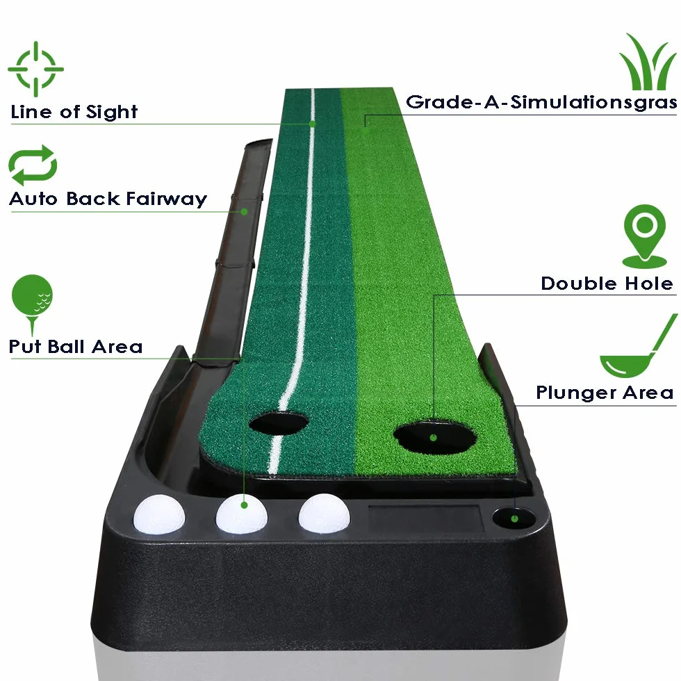 Golf Putting Trainer, Interni Esterni Golf Set sfera di ritorno automatico Putting Mat, Putting da Golf, portatile professionale Pratica Putting Green (3 Palline da Golf)