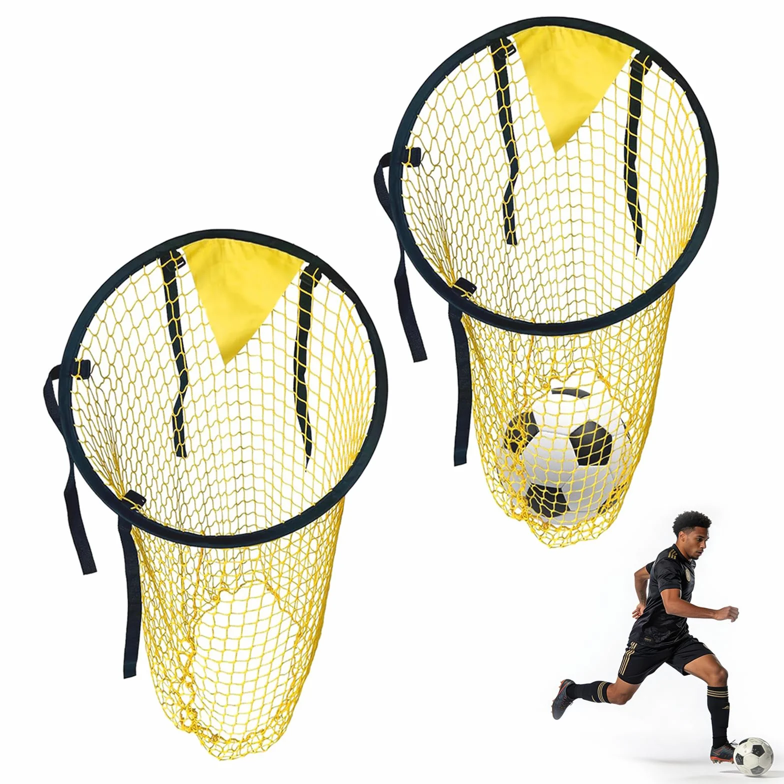 2 Pezzi Obiettivo da Calcio, 46 x 50 cm Rete Bersaglio Calcio Portatili, Rete da Calcios con 4 Cinturini con Fibbie Regolabili, Facile da Attaccare e Staccare, Obiettivo per Allenamento Da Calcios
