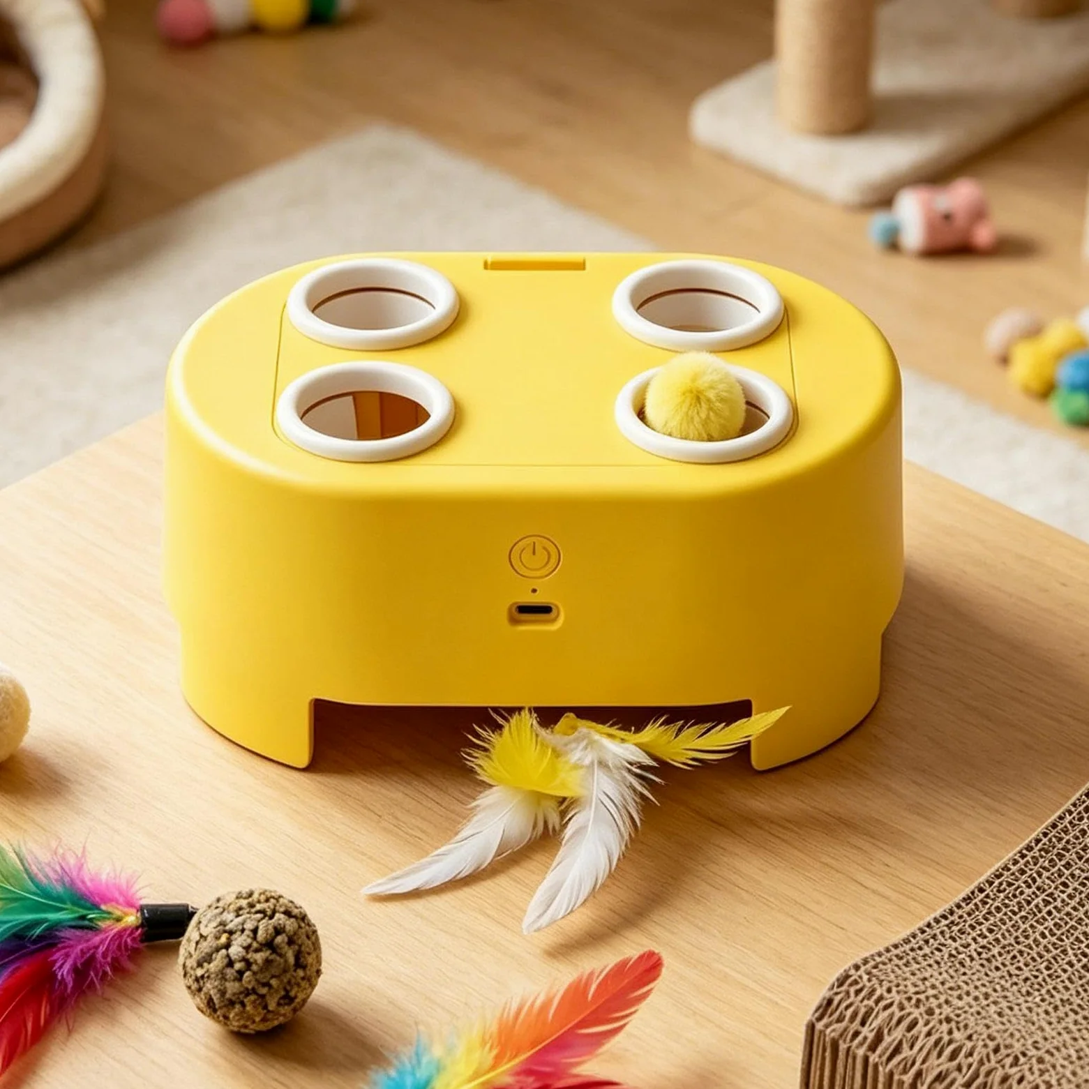 Giocattolo Automatico Gatti Smart Rotante Con Piume Per Animali | Giocattolo Intelligente A Disco Rotante Gatti Appartamento Soggiorno Camera Interni Esterni Intrattenimento Antistress