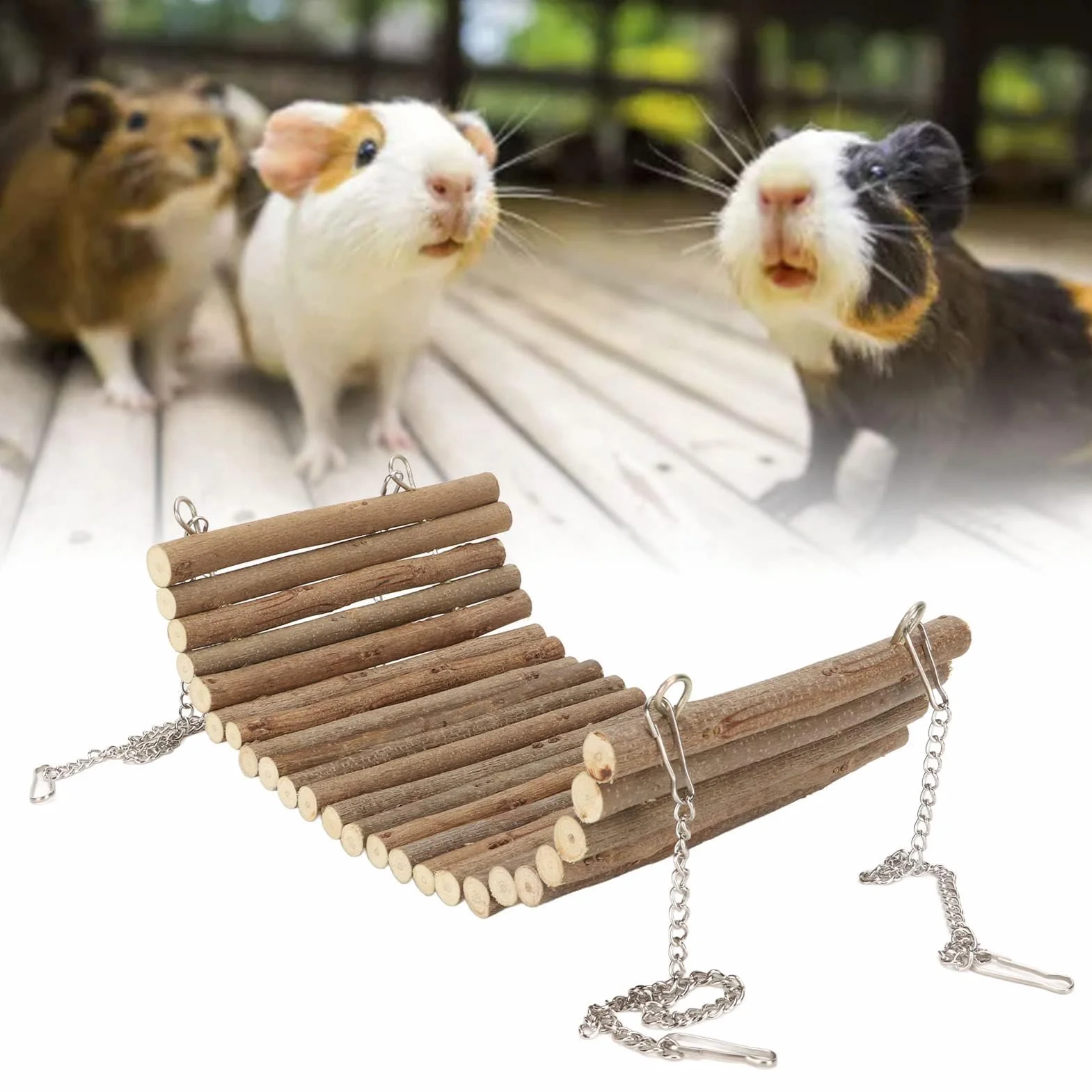 Amaca Sospesa per Piccoli Animali in Legno 20x30 cm per Criceti Cincillà Scoiattoli Conigli Uccelli