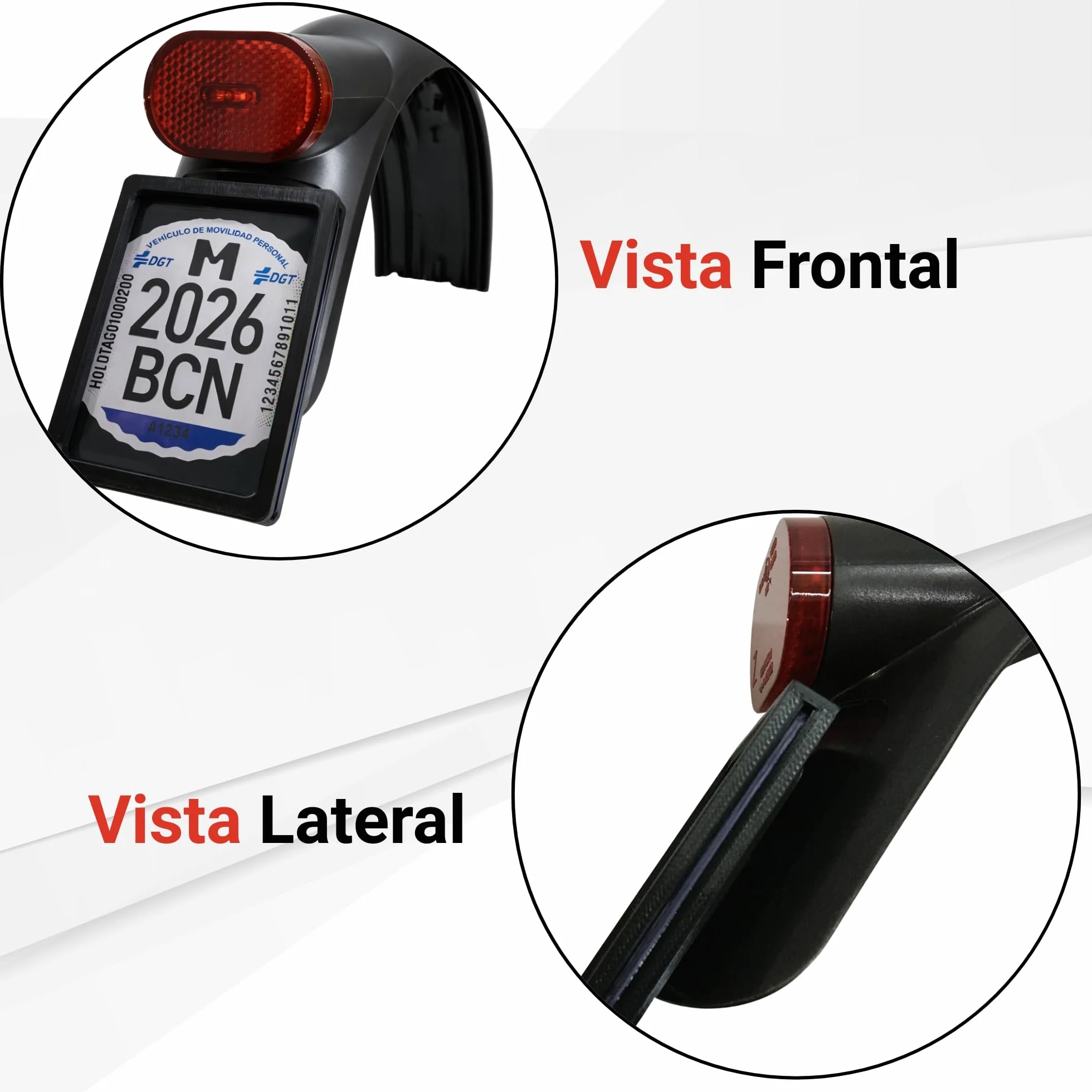 Portatarga per Monopattino Elettrico VMP, Supporto Parafango con Fissaggio a Vite, Protezione Trasparente Rimovibile