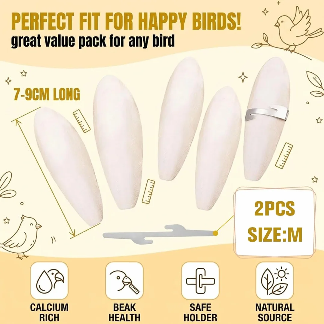 Osso Di Seppia Per Pappagalli 7-9Cm Giallo Masticabile Con Supporti Metallo