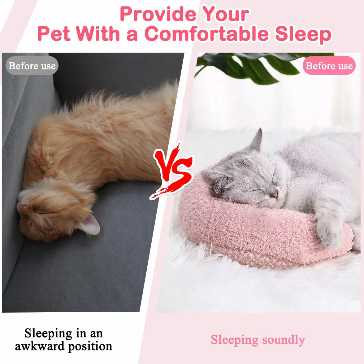 Cuscino per Collo di Gatto a Forma di U Morbido e Confortevole per Dormire, Riposare, Giocare