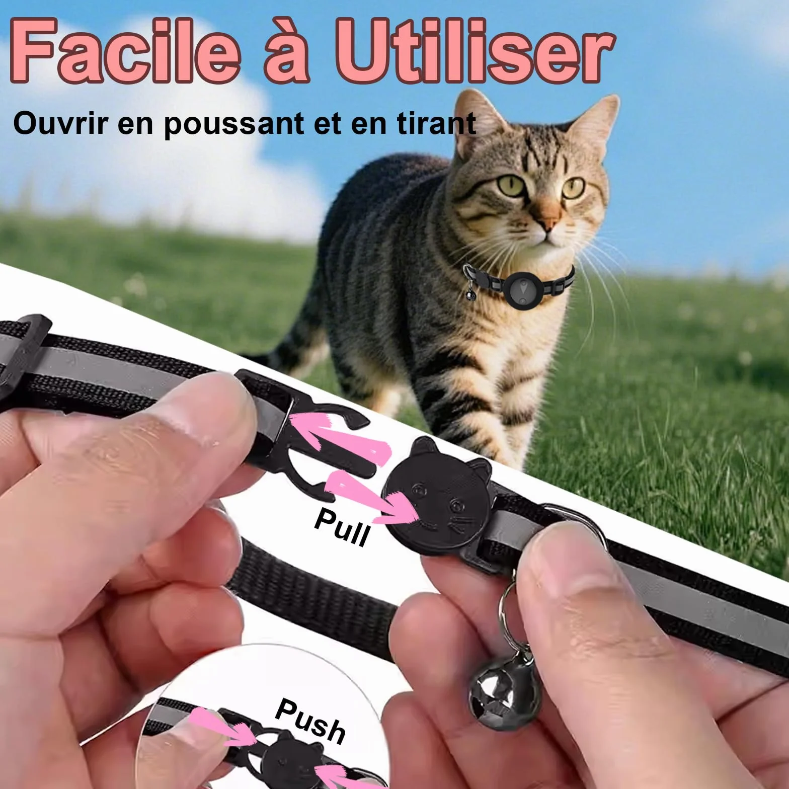 Collare GPS per Gatti Compatibile con Sistemi iOS e Android GPS per Cani Riproduzione Della Cronologia dei Tracciati (7 giorni) Localizzatore GPS Cani Tracciamento Impermeabile (IP67) -Nero Pieno