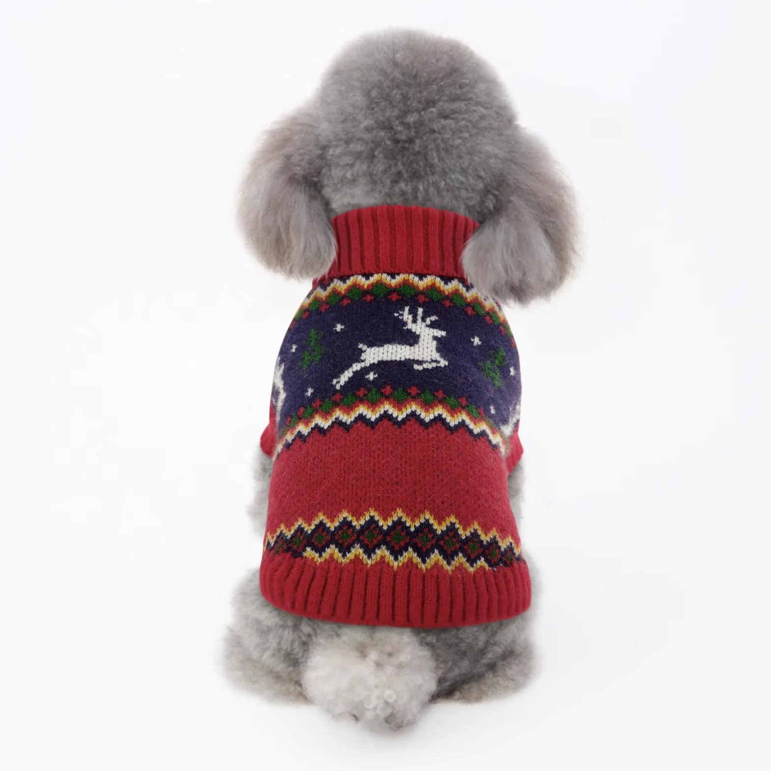 KONVINIT Maglione Cane Taglia Media a Tema Natalizio, Maglioncino con Design Renna+CUORE, Pullover Alto Collo per Freddo