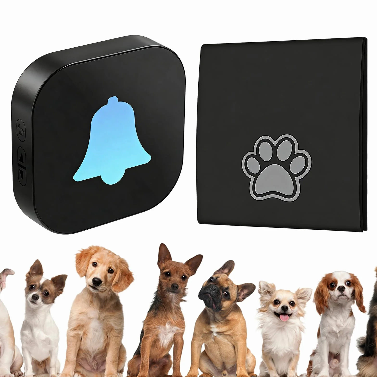 Campanello per Cani Senza Fili: Campanello Wireless per Cani, 38 Melodie, Volume Regolabile, Portata di 400 M, 1 Ricevitore, 1 Trasmettitore, Campanello Wireless Intelligente per Canis (Nero)