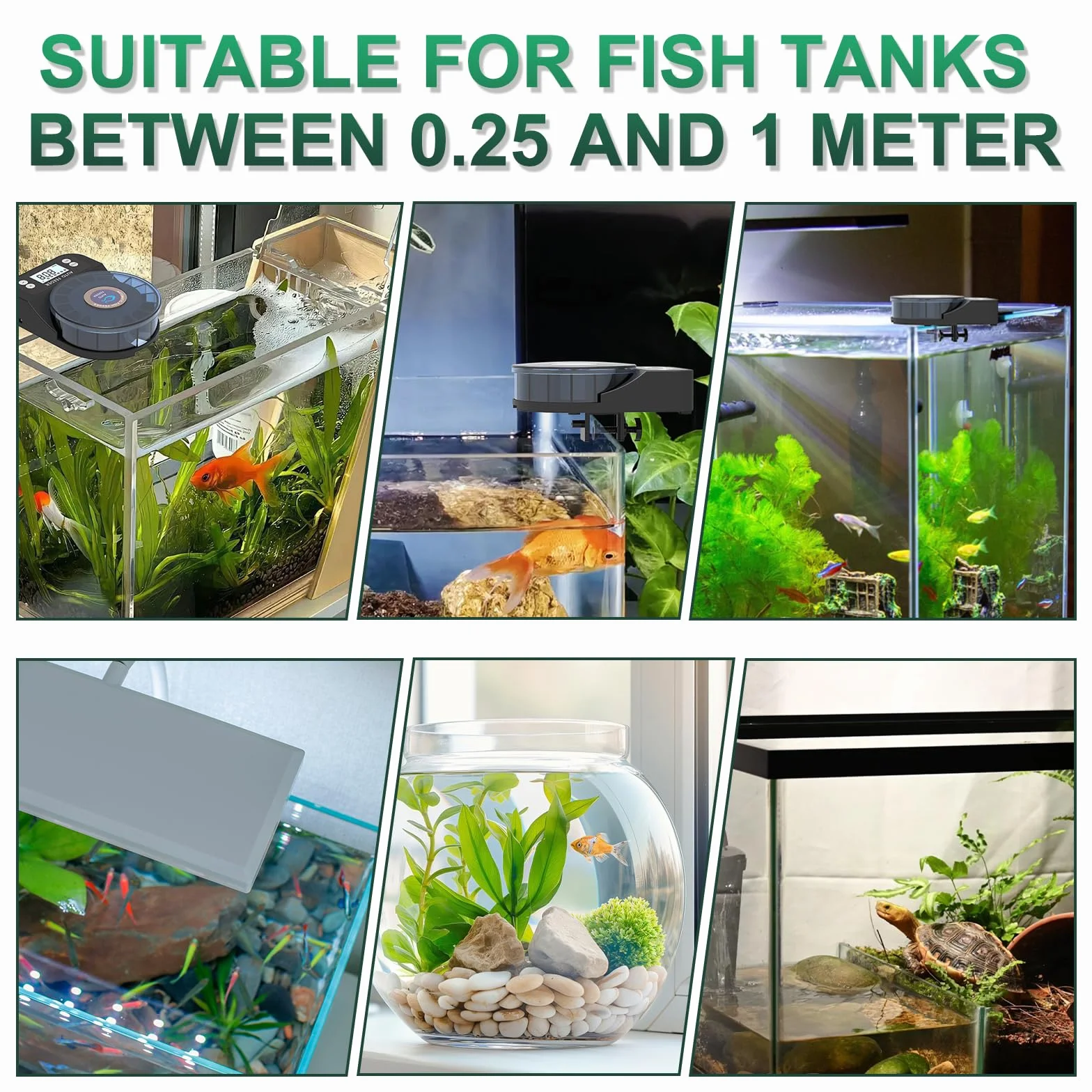 60 ml mangiatoia automatica per pesci d'acquario, distributore automatico di cibo con timer, mangiatoia ricaricabile con timer, con cavo USB, display LCD