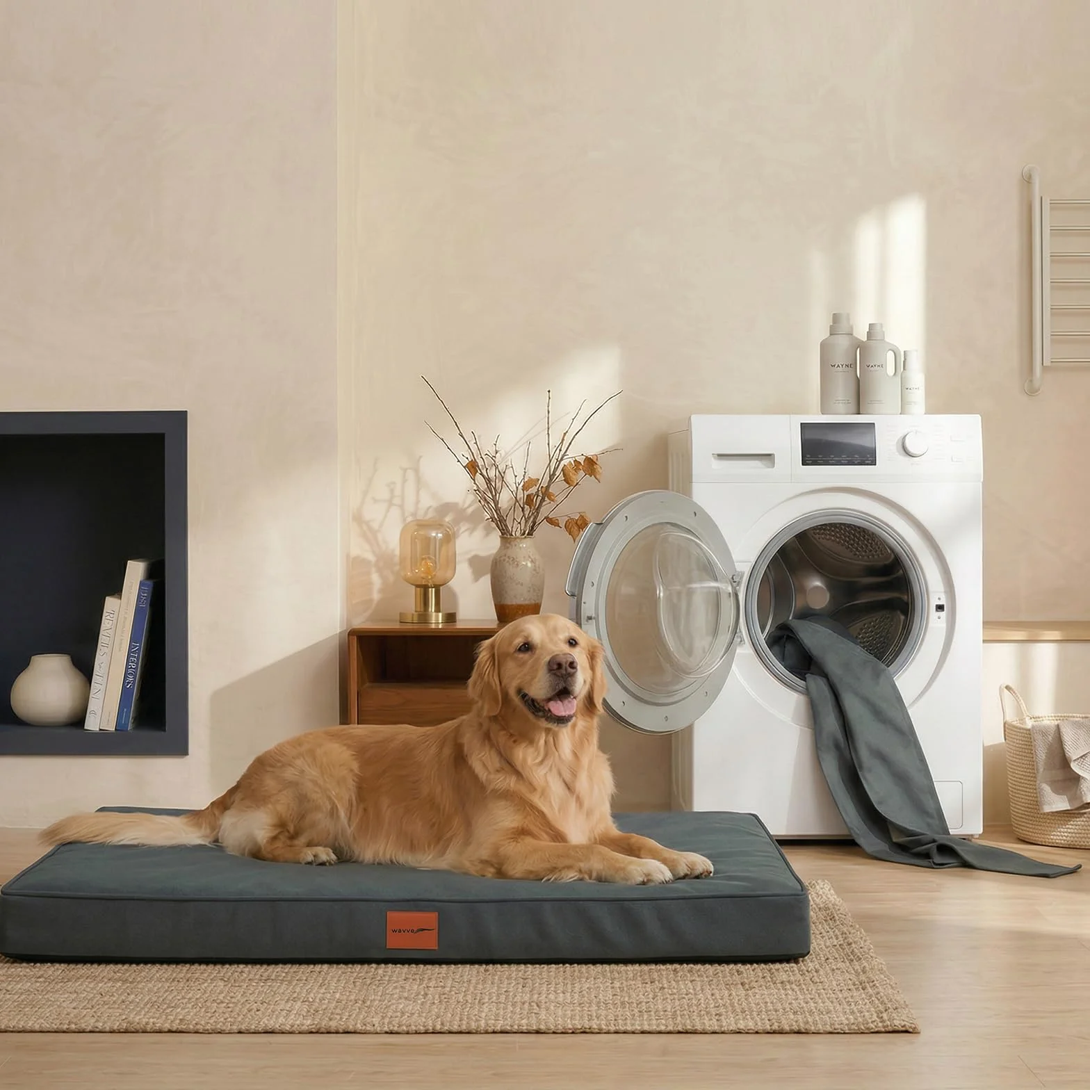 WAVVE Cuccia Cane Ortopedica 112x81x7.6 cm XL Letto Sfoderabile Lavabile Impermeabile Grigio