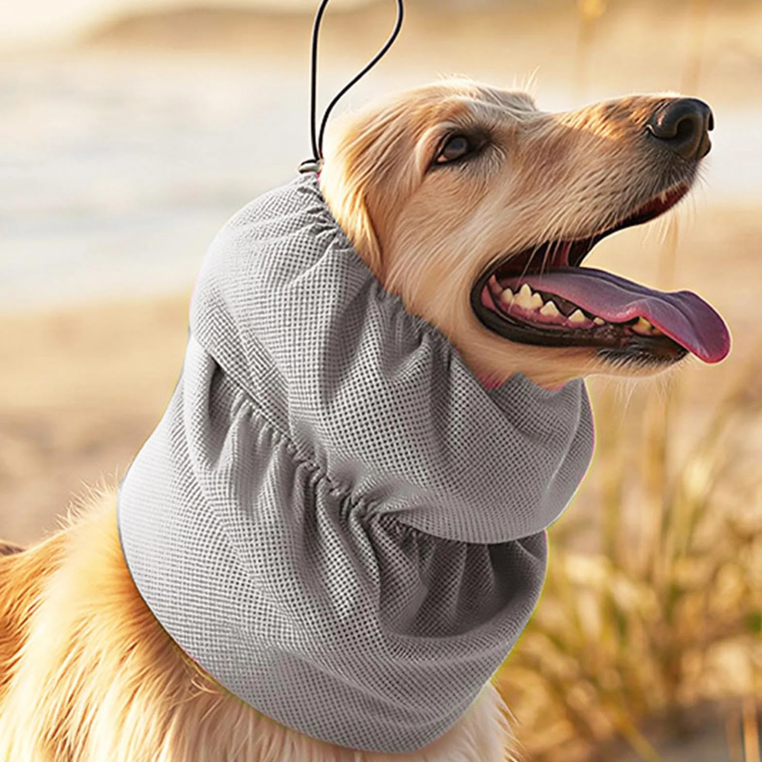 Copriorecchie Cane Rinfrescante, Snood Estivo Regolabile per Cani, Ideale per Spiaggia e Viaggi