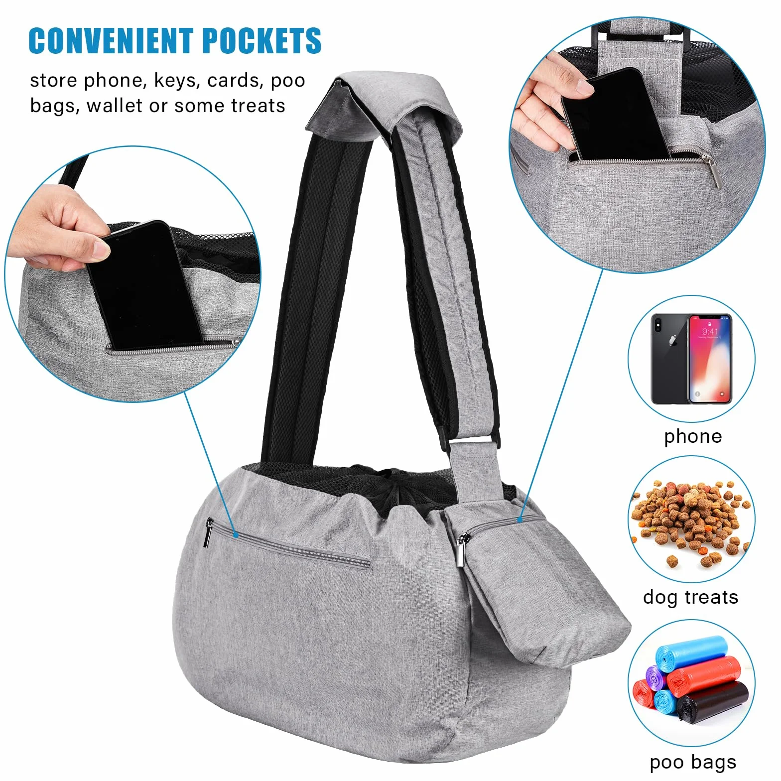 Ownpets Borsa da viaggio per animali domestici per cani piccola con tracolla regolabile