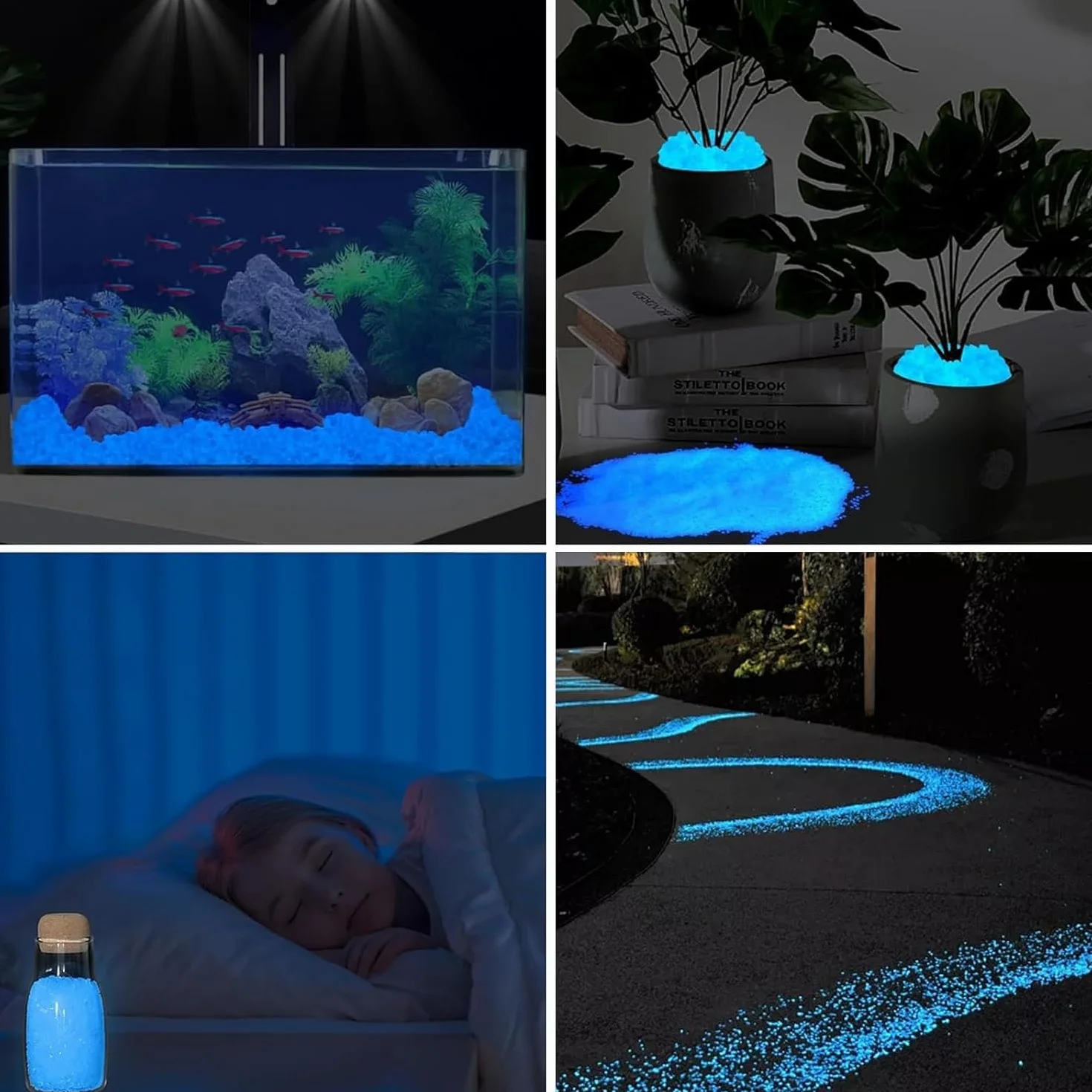 10000 Pezzi Bagliore Rocce 3-5mm Pietre Luminose Blu, Pietre da Giardino Luminosi, Che si Illuminano al Buio Sassi da Giardino, per Giardino, Vaso Pianta, Pesce Acquario