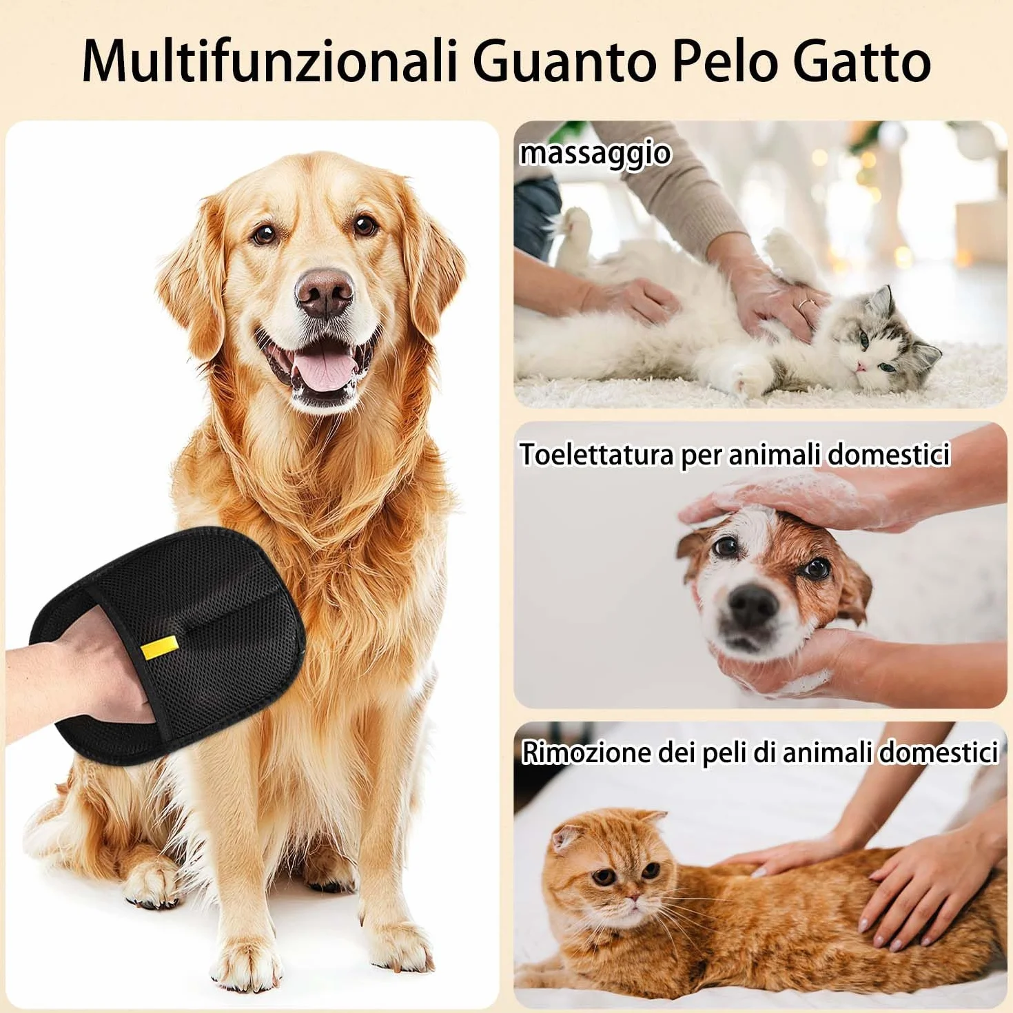 2 Guanto Peli Gatto, Guanto Peli Cane per la Rimozione dei Peli di Animali Domestici, per il Lavaggio dei Peli di Animali Domestici, Guanto Leva Peli Animali per la Pulizia dei Tappeti e dei Divani