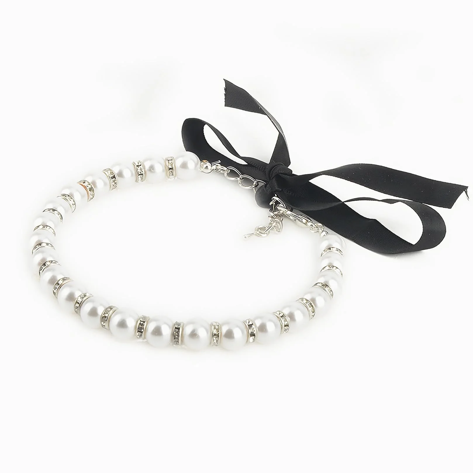 Bling strass collana per cani piccola taglia gatti regolabile con perle fantasia papillon chihuahua York