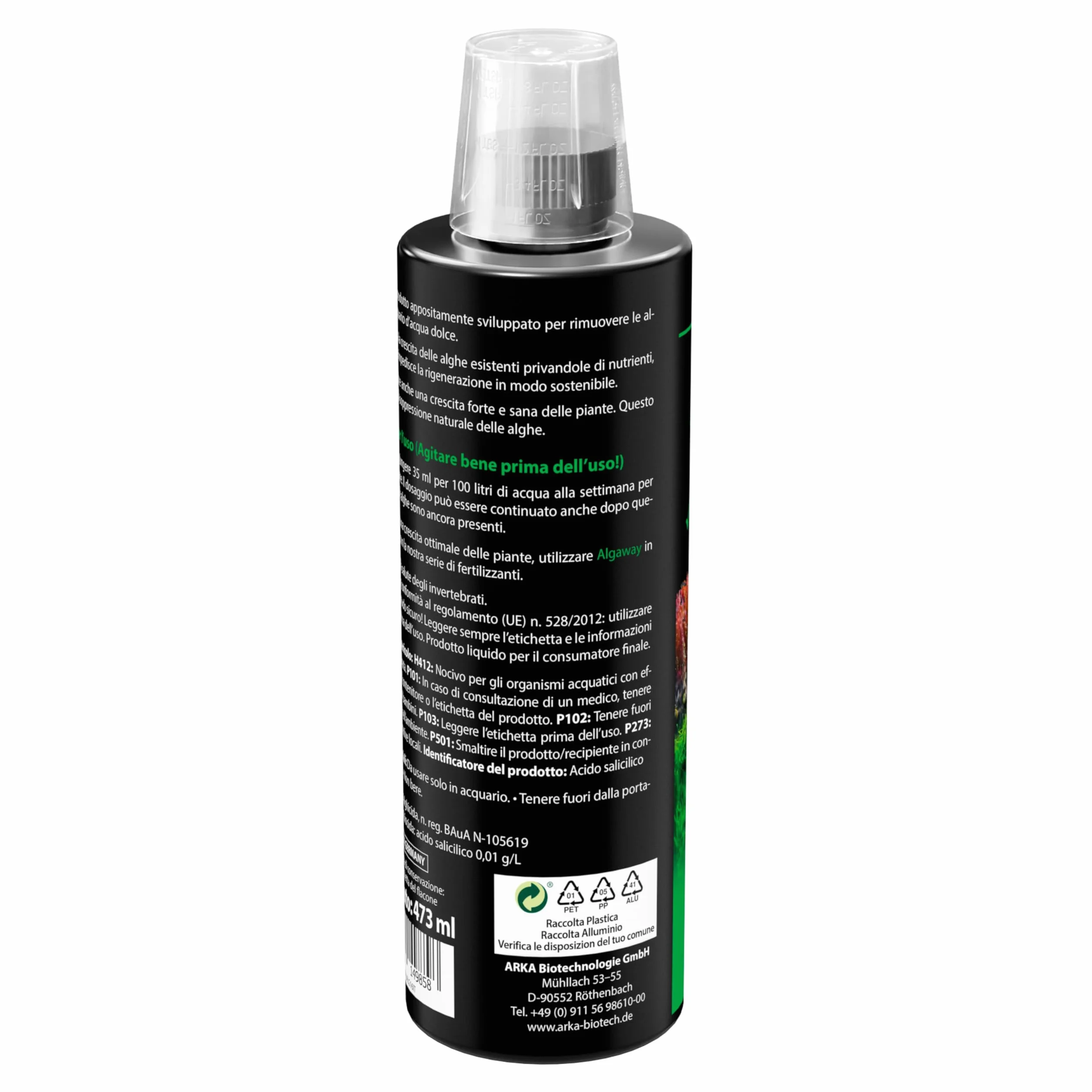 ARKA Algaway 473 ml trattamento anti alghe per acquari d'acqua dolce senza rame