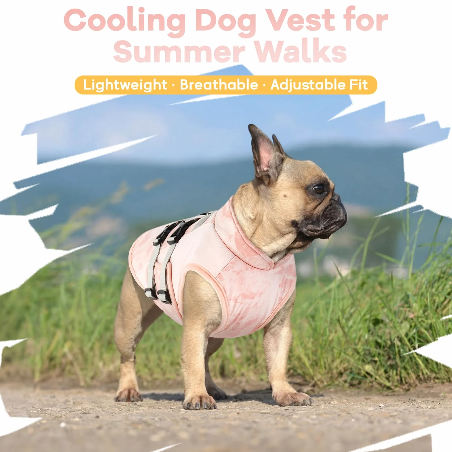 Cappotto Rinfrescante Cane Estivo Gilet Traspirante con Anello D Integrato Regolabile Leggero Anti Scivolo Rosa Brezza M