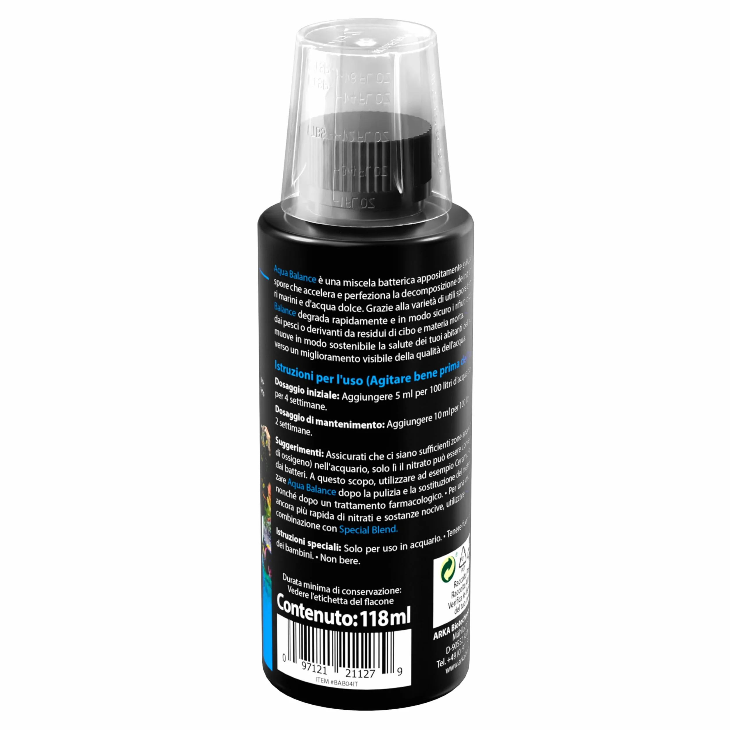 Elimina nitrati acquario 118 ml – MICROBE-LIFT Aqua Balance – contro torbidità e alghe – batteri vivi naturali – migliora equilibrio biologico – per nano acquari, dolce e marino – ARKA