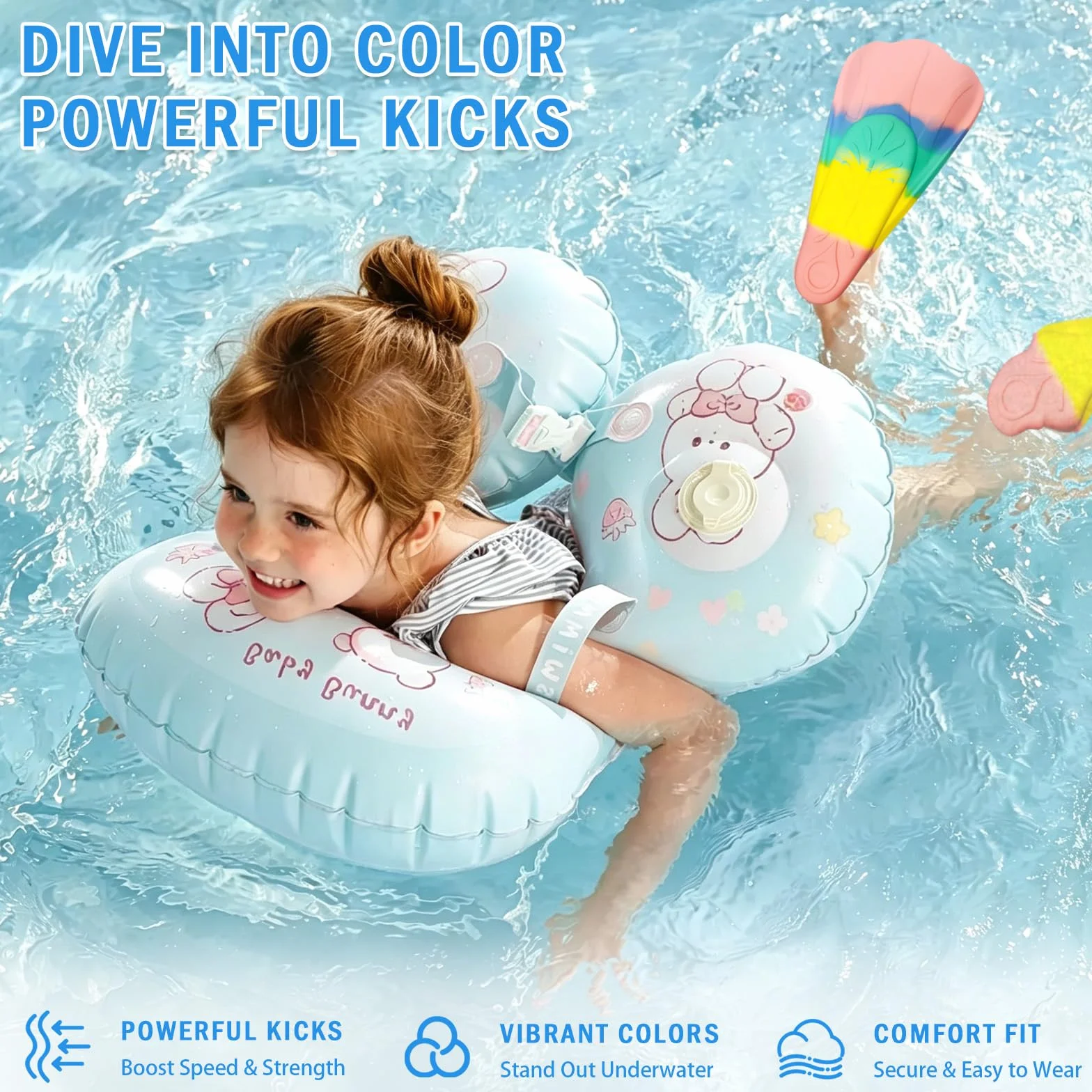 Pinne da nuoto in silicone corto per bambini e adulti allenamento snorkeling