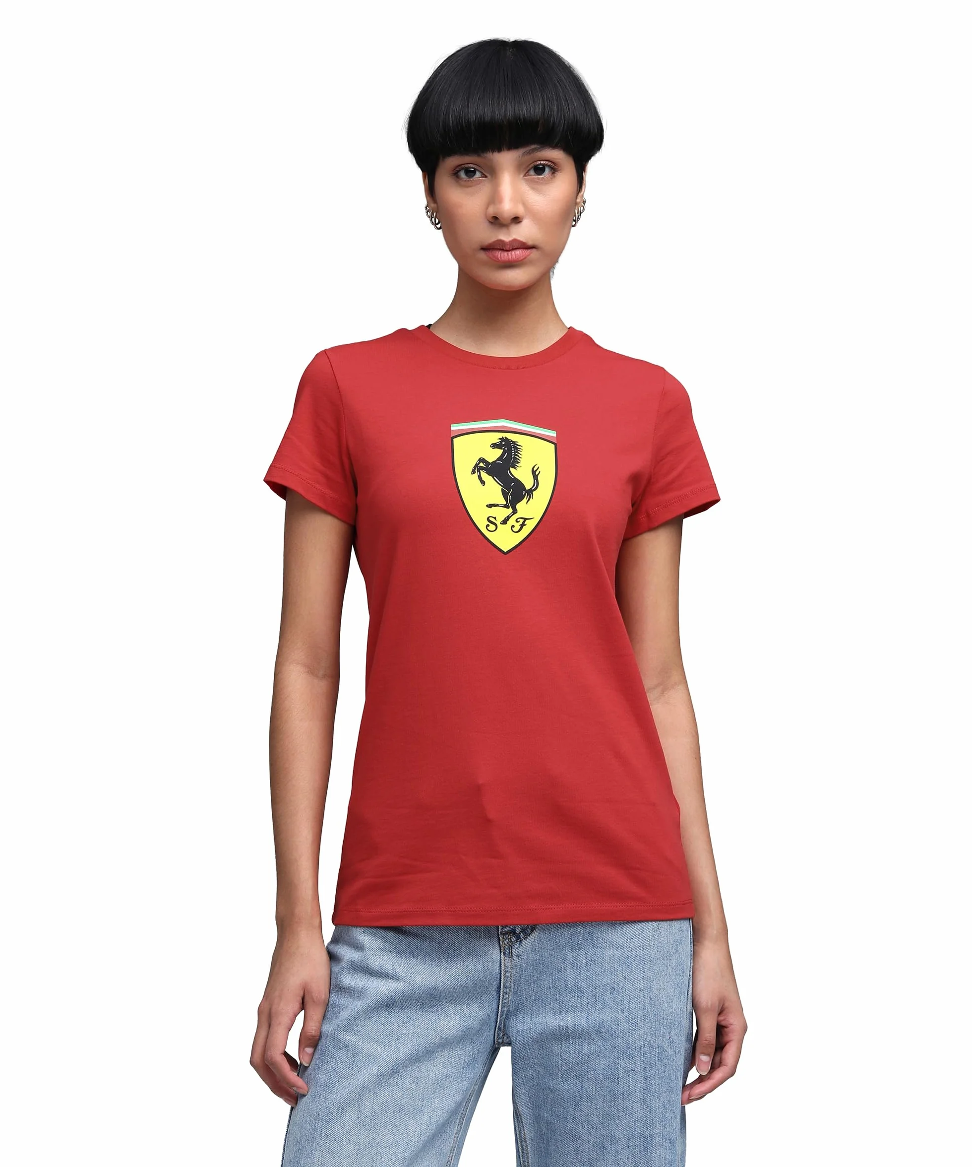 PUMA Scuderia Ferrari F1 T-Shirt Donna con Grande Logo Scudetto