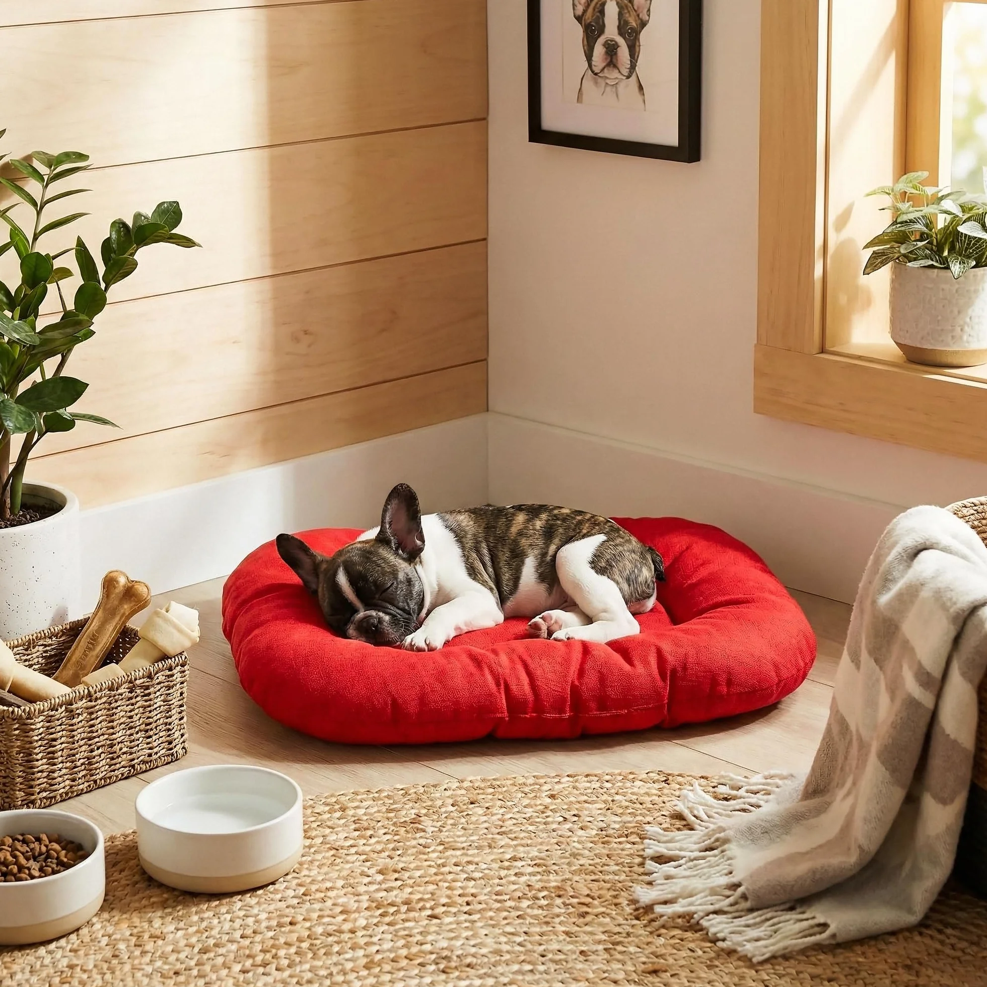 Letto e Cuscino per Cani e Gatti da Interno, Morbido, Design Confortevole in Tessuto Resistente – Cuccia per Cani da Interno in Varie Misure e Colori (rosso, cm.60x45)