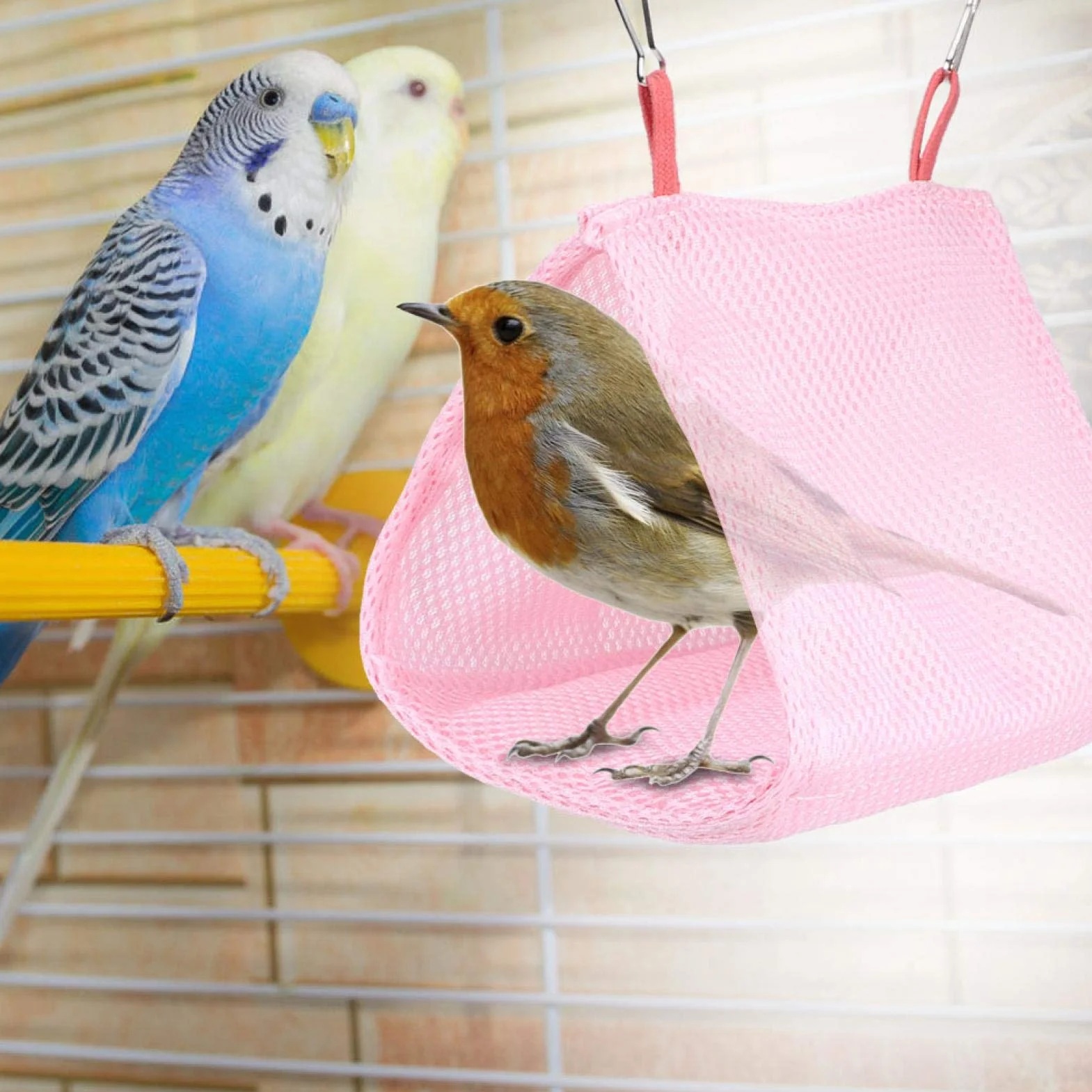 Estate Traspirante Maglia Pet Bird Pappagallo Nido Amaca Letto Criceto Casa Gabbia Giocattolo(rosa)