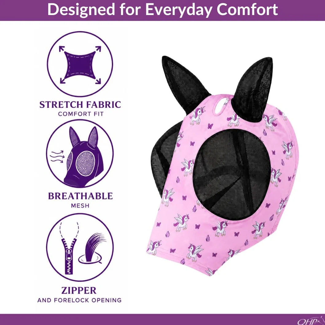 QHP Maschera antimosche Unicorn rosa