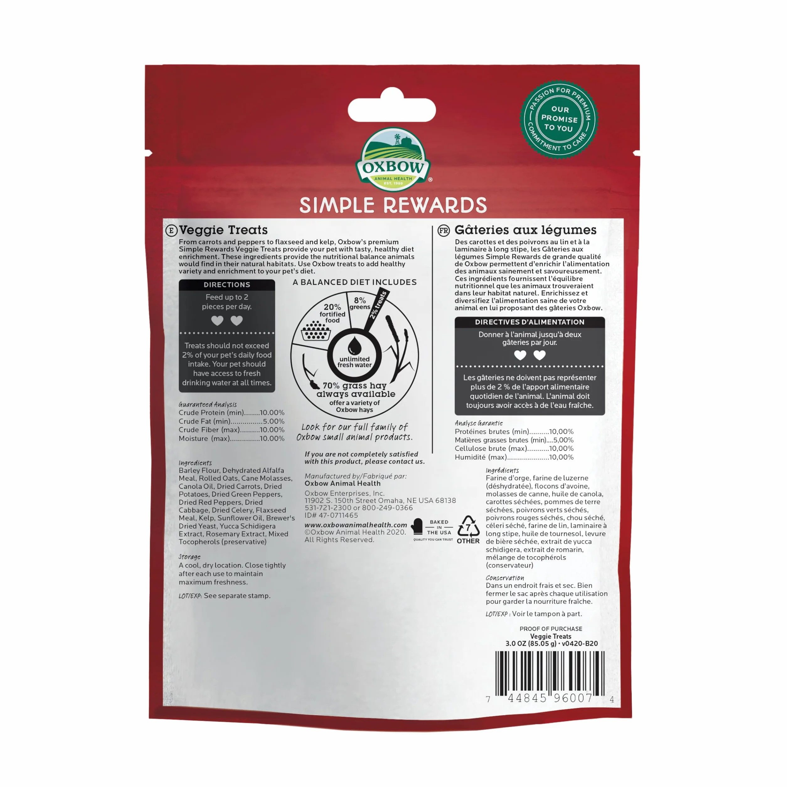 Oxbow Animal Health Simple Rewards Veggie Treat per animali domestici, 85 g