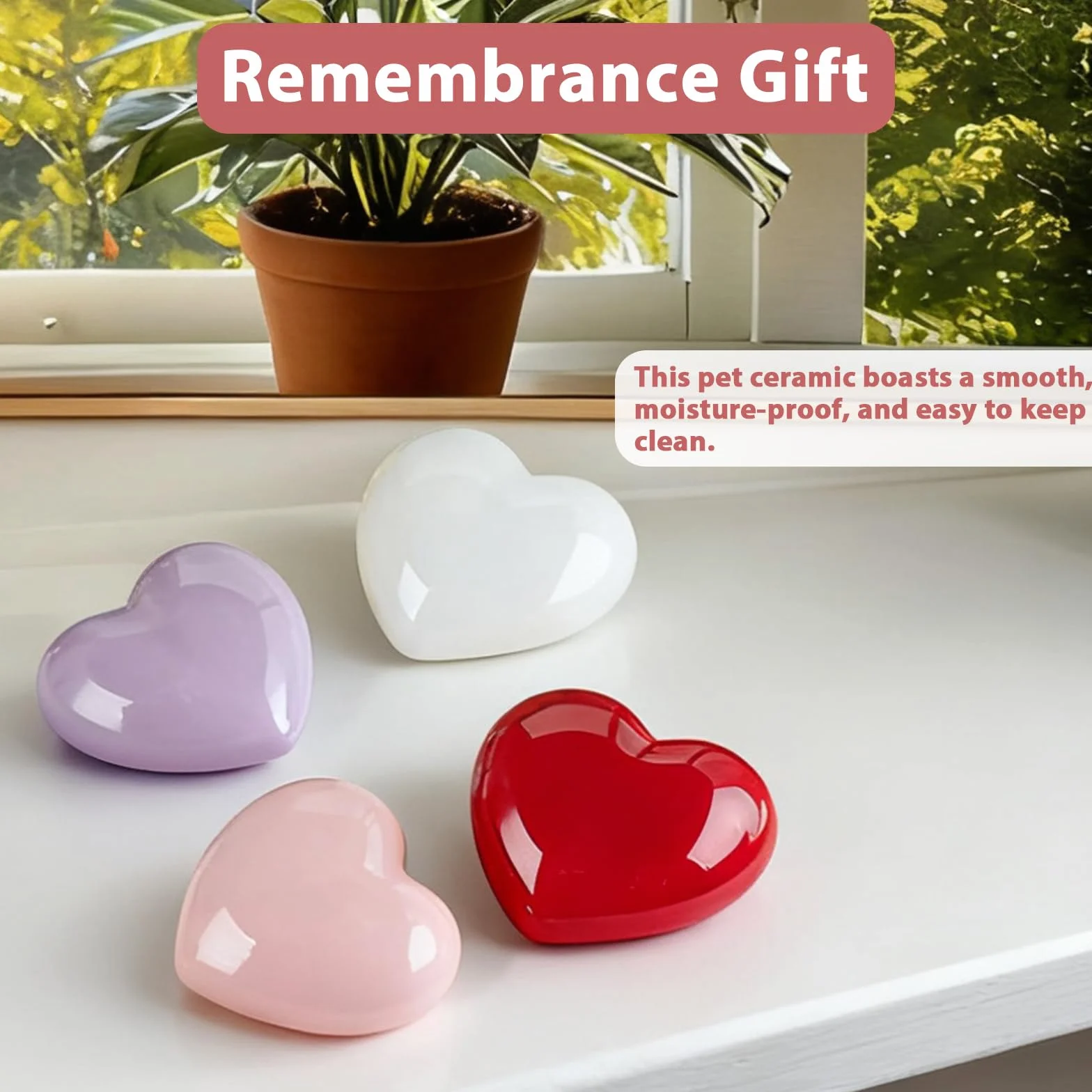 Urna in ceramica a forma di cuore per ceneri di animali domestici, urna commemorativa per gatti e cani, regalo per funerale o ricordo (bianco)