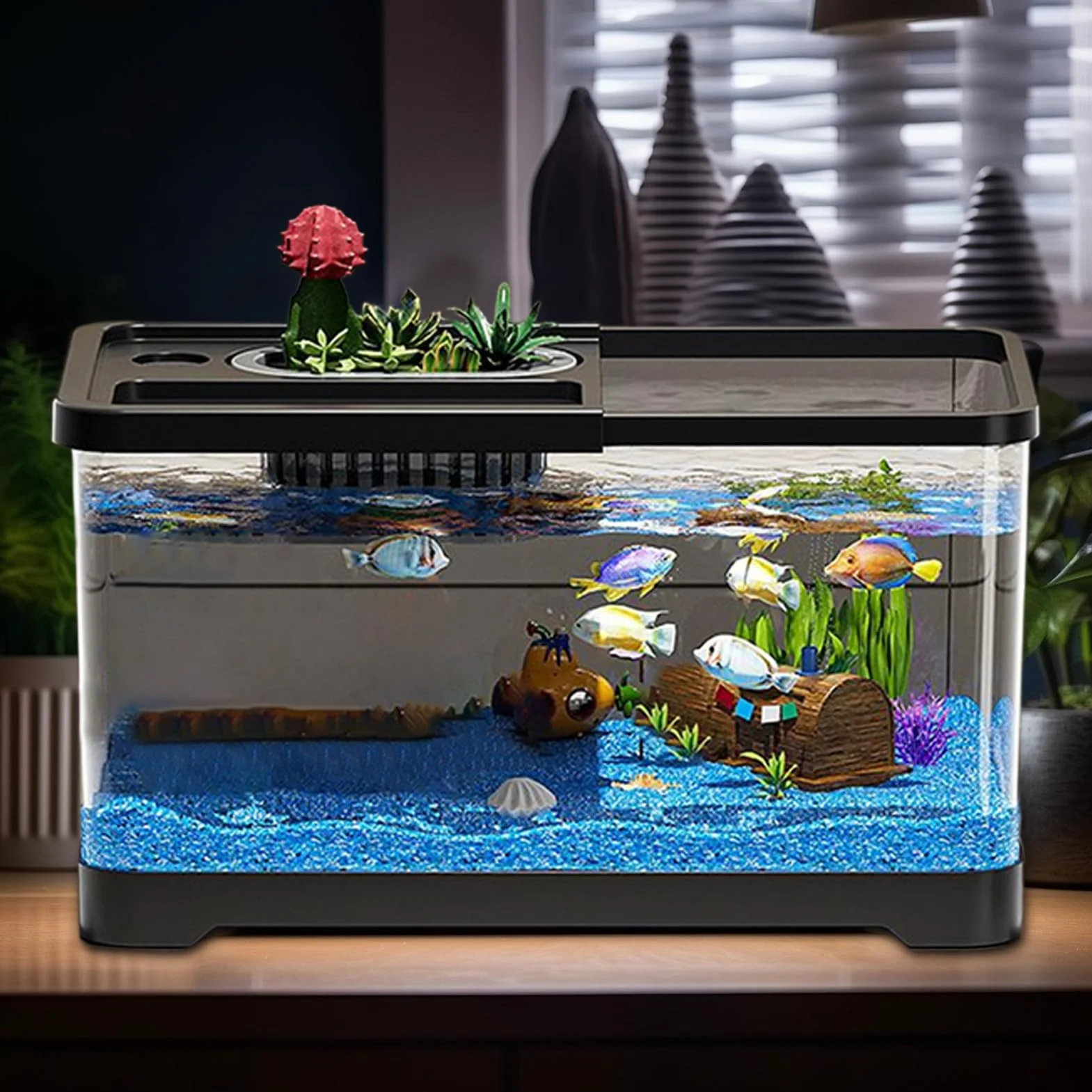 Acquario in vetro per principianti Aqua Cube Glass Fish Tank Starter Kit