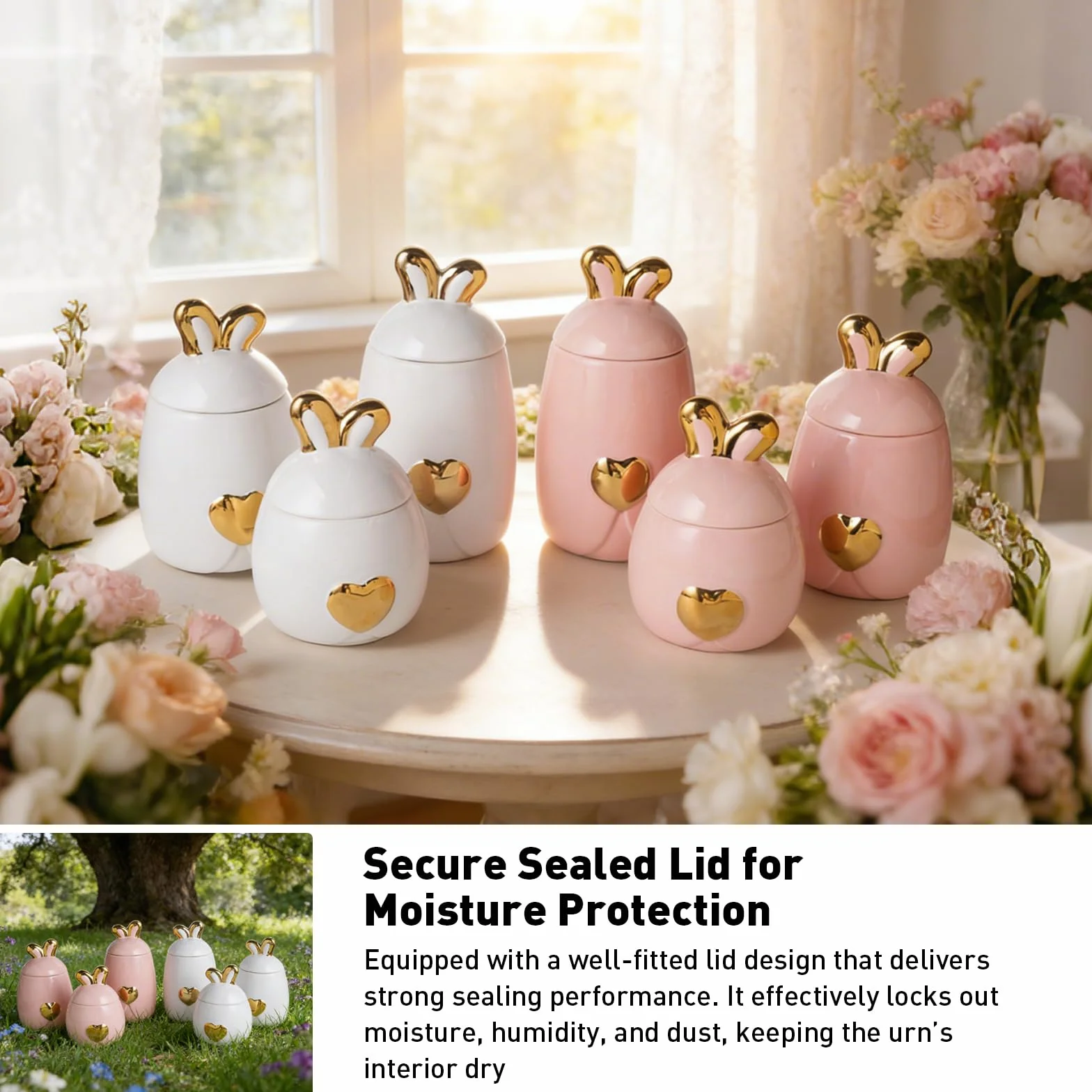 Ceramiczna urna dla zwierzaka w kształcie ucha królika 440 ml biała