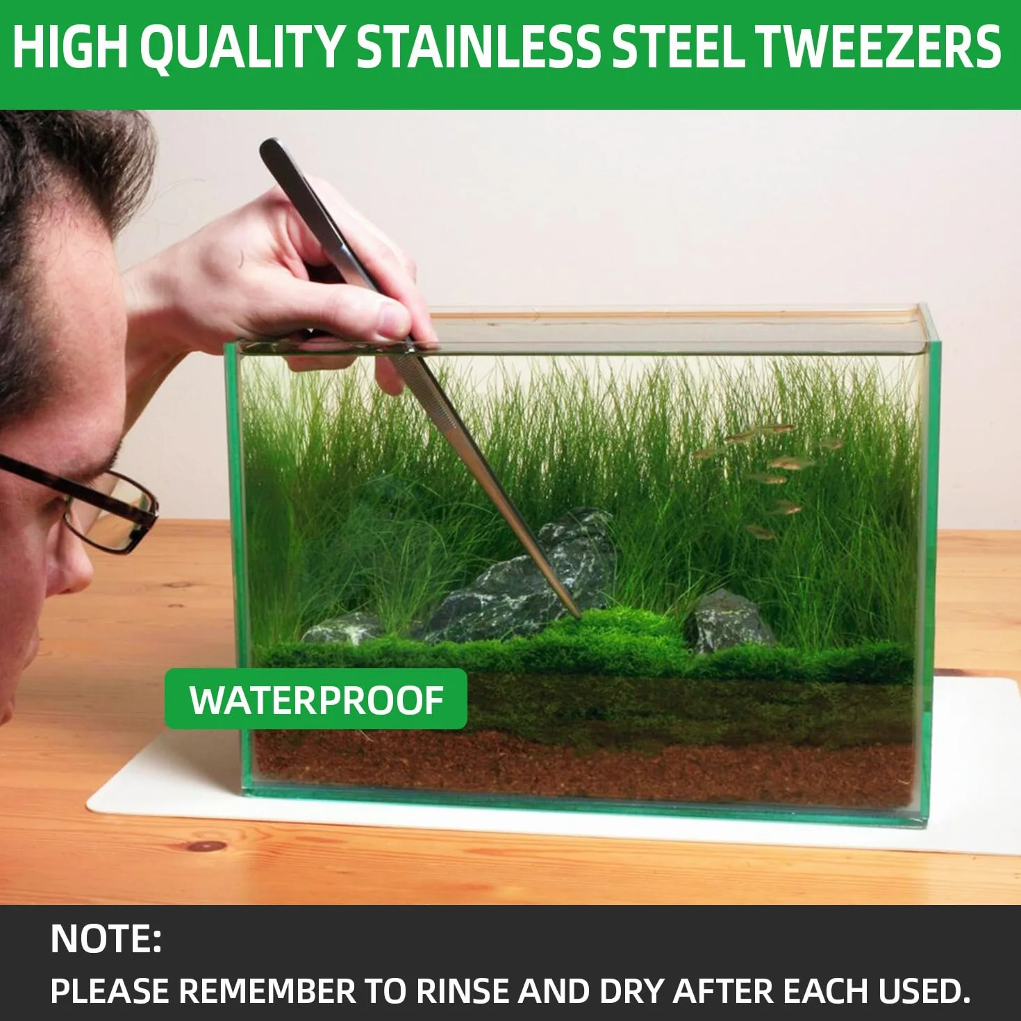 Pinzette per Acquario in Acciaio Inox Dritte/Curve 2 Pezzi per Aquascaping