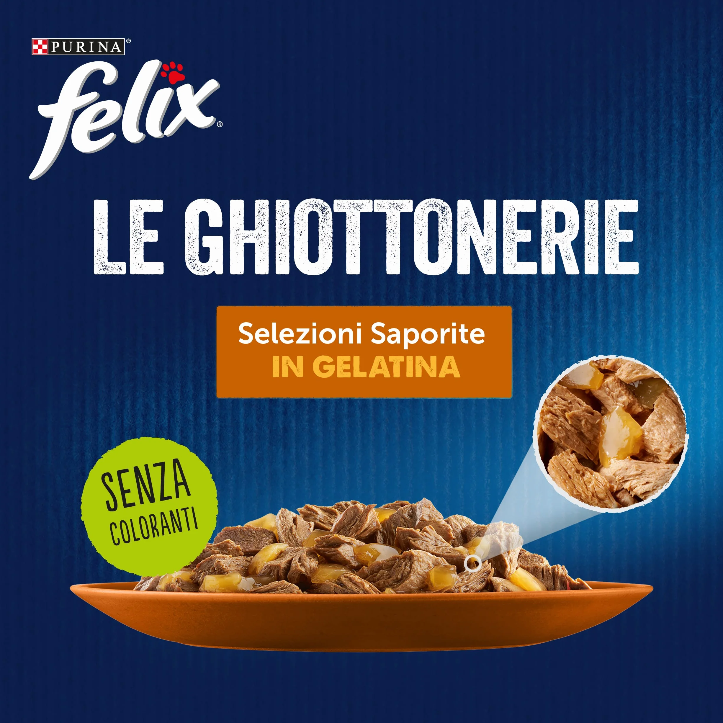 Felix Le Ghiottonerie Cibo Umido per Gatti Adulti Bocconcini in Gelatina con Manzo Pollo Anatra e Agnello 80 Bustine 85 g