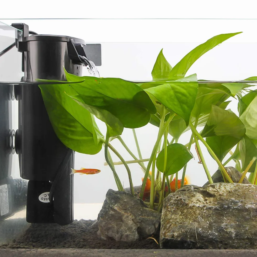 SENZEAL Pompa Filtro a Cascata a Basso Livello Dell'acqua Tartaruga Filtro Interno per Acquario 5W 220V/50Hz 400L/H Livello Dell'acqua Basso Pulito per Acquari Rettili Anfibi - Nero