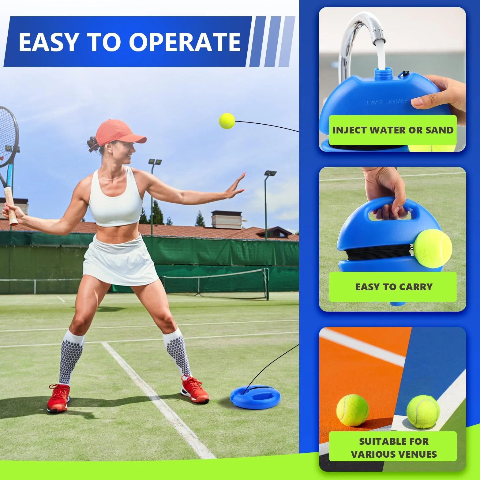 Allenatore di Tennis, Strumento di Allenamento con 2 Sfere di Rimbalzo per Esterni