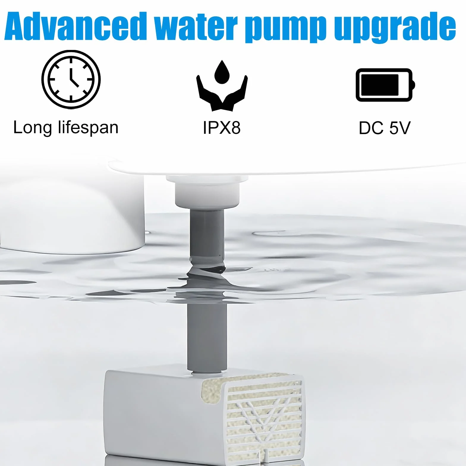 Pompa di Ricambio JY-830 per Fontana Animali Domestici, Pompa Fontana gatti con Interfaccia USB Compatibile con Fontane per Animali Domestici in Acciaio Inossidabile da 2,2L 3,2L 4L e 7L