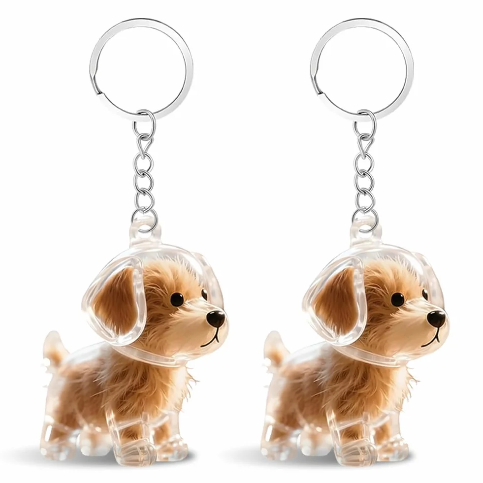 Portachiavi Ricordo Peli di Cane - Figurina 3D Cane Trasparente, Capsula Conservazione Peli Animale, Regalo Creativo per Amatori di Cani Gatti, Ricordo Perdita Animale Domestico