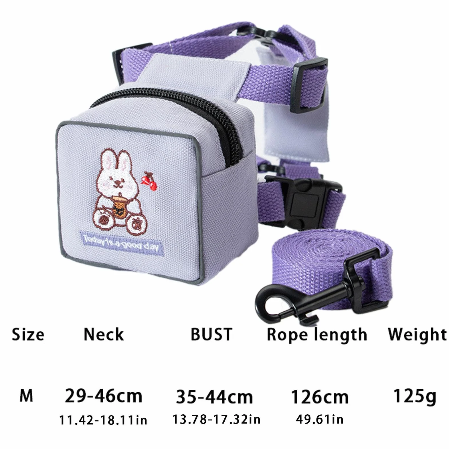 Imbracatura per zaino per cani | Imbracatura da trekking con design animale dei cartoni animati | Borsa da sella regolabile per cani, con motivo colorato con orso, coniglio, dinosauro per viaggi,