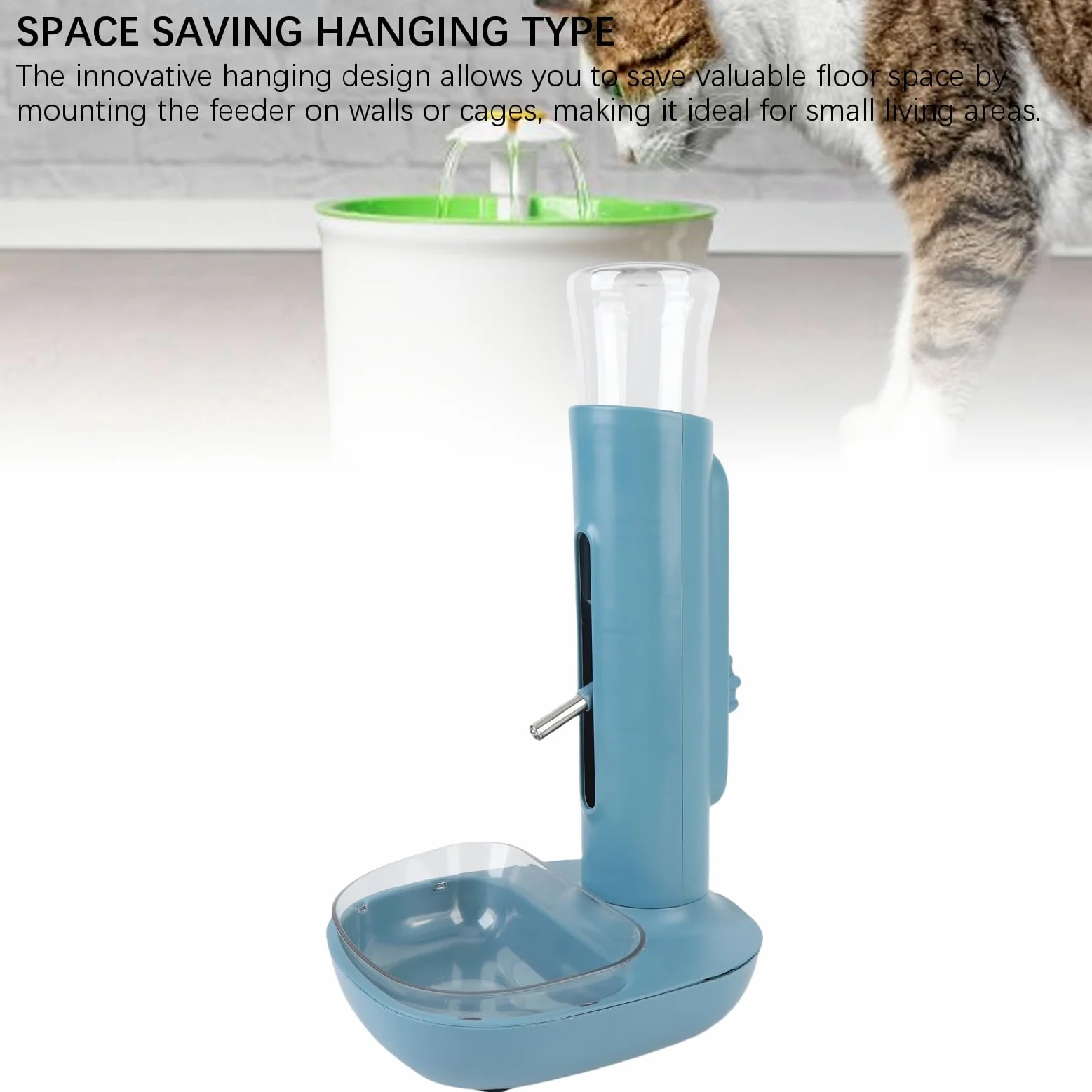 Generic Alimentatore Automatico per Acqua in Piedi per Animali Domestici, Regolabile in Altezza, Tipo Sospeso per Cani, Gatti, Plastica, 9,45x7,68 Pollici (BLUE)
