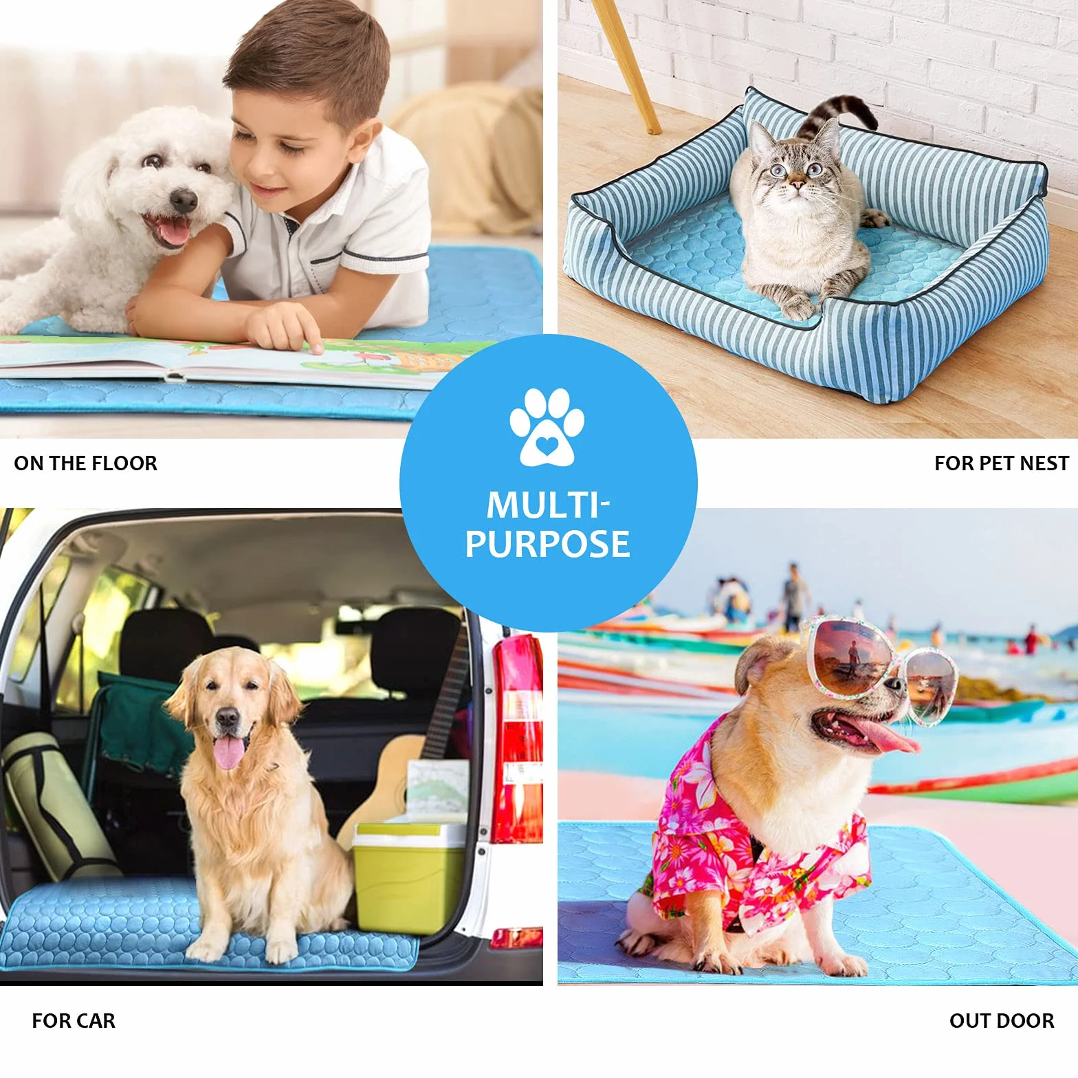 NIBESSER Tappetino Refrigerante per Cani Taglia Media Impermeabile Antiscivolo per Viaggio Auto Cuccia