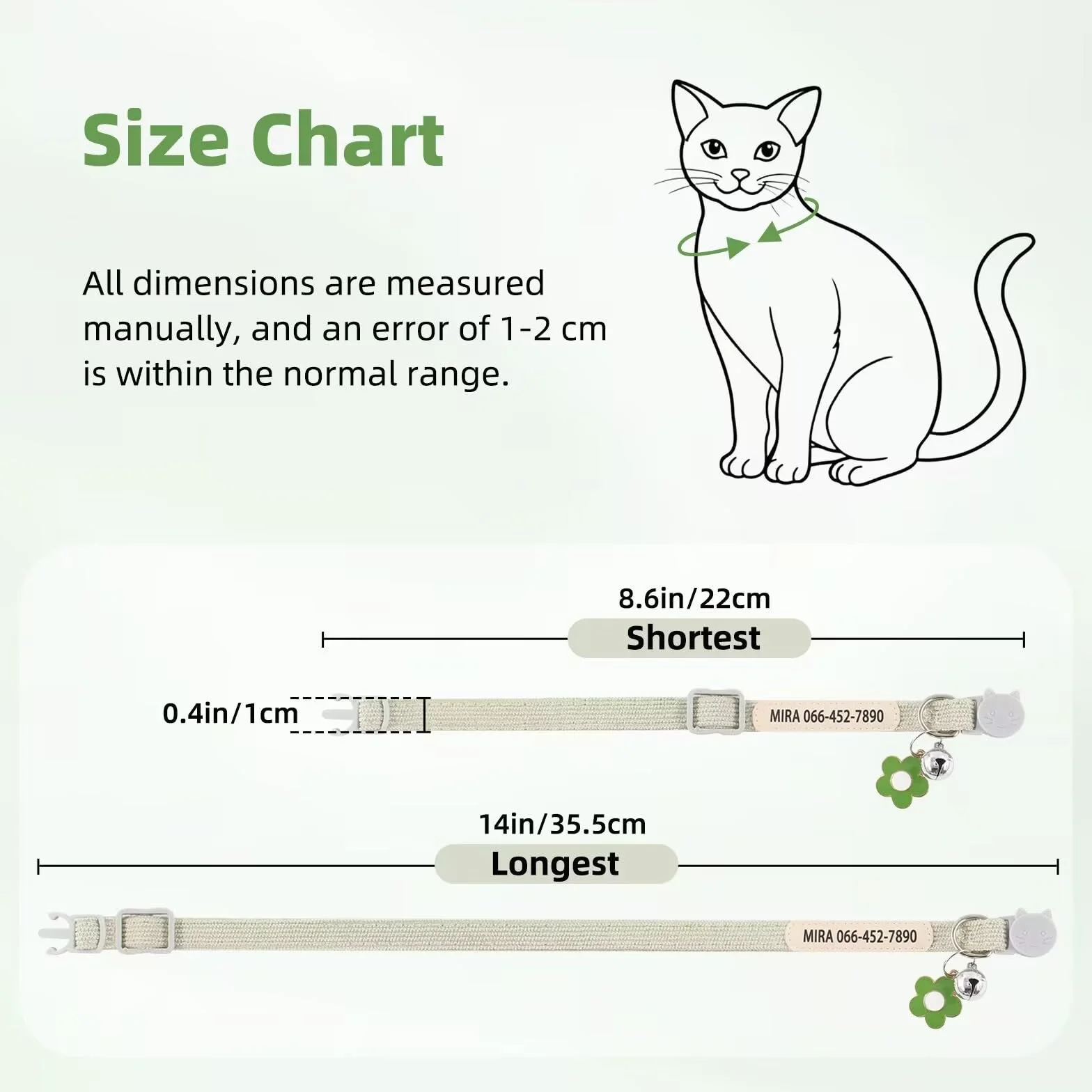 Collare per gatti personalizzato con stampa UV nome e numero di telefono – Collare regolabile per animali domestici con campana