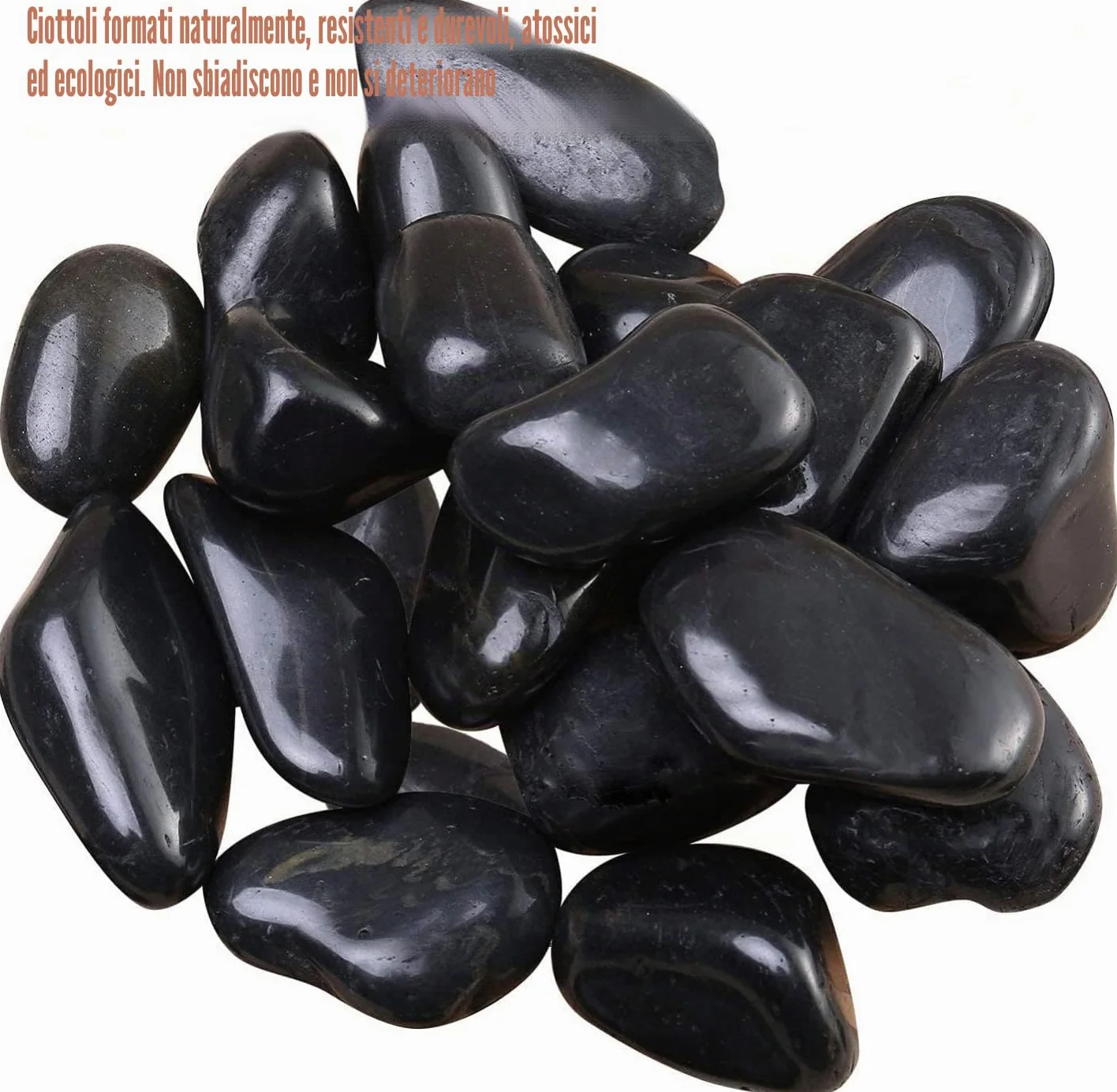 LATERN 1KG Ciottoli Naturali, Pietre di Fiume Lucidate Nere Ciottoli Decorativi Rocce di Fiume per Piante di Bambù, Acquario, Riempitivi per Vasi, Giardino delle Fate, Decorazioni per Acquari