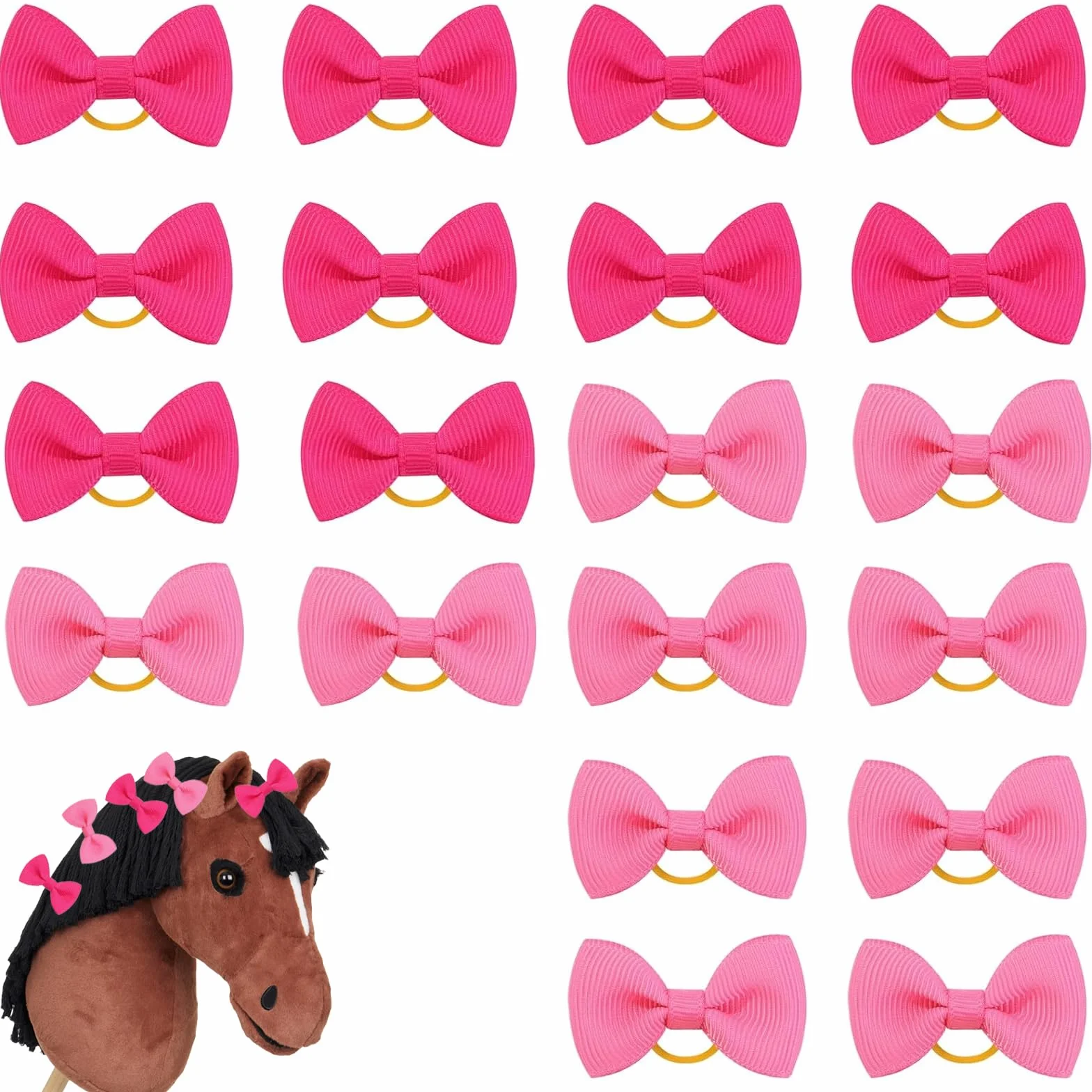 20 Fiocchi per Cani a Forma di Testa Animale con Elastici Accessori per Cani di Taglia Grande e Media Fiocchi Orecchie Decorativi Rosa Chiaro e Scuro per Pelo Lungo e Cavallini Decorativi