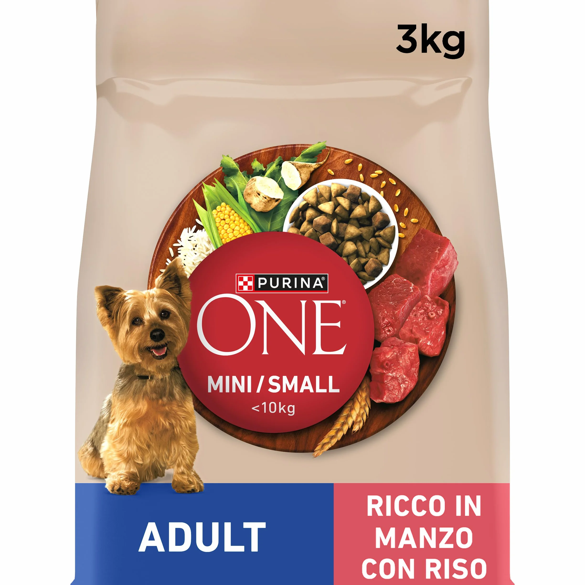 Purina ONE MINI Crocchette Cani Adult con Manzo e Riso, 3 kg