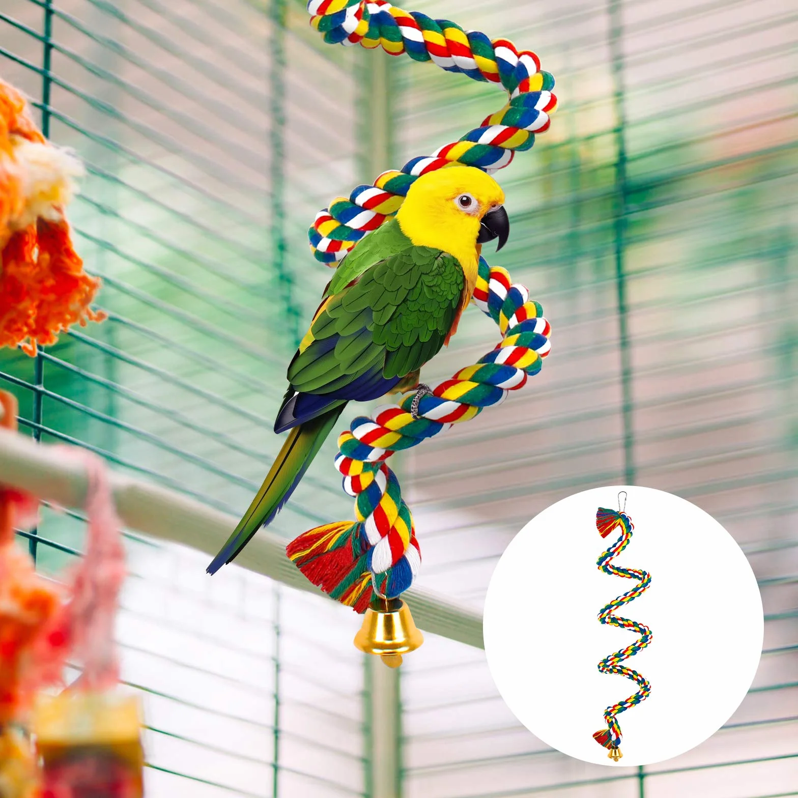 Giocattoli per Uccelli in Corda 1m per Piccoli Medi, Giocattolo da Masticare Flessibile